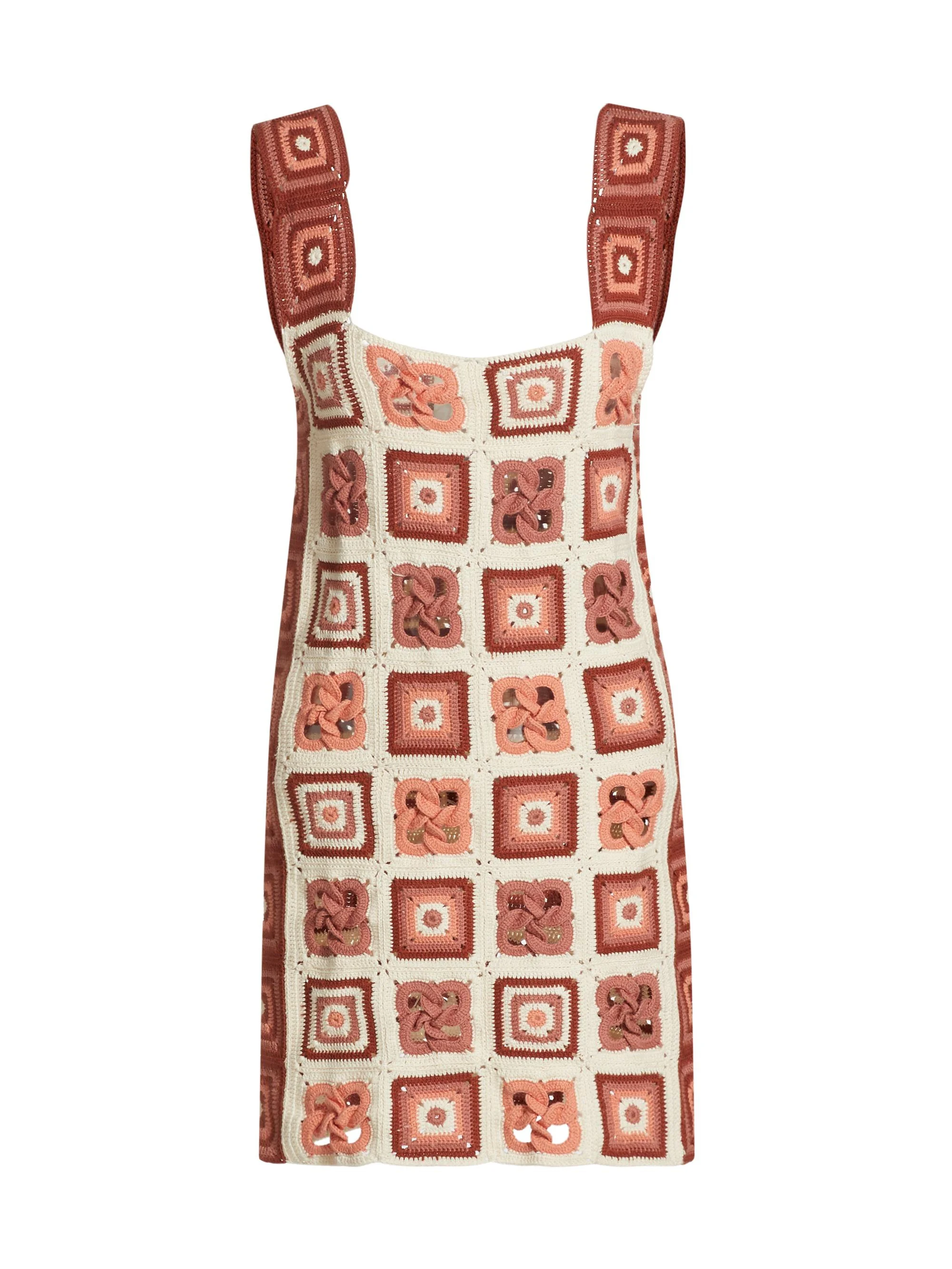 Women's Camino Santeria Crochet Minidress - Ivory Brown - 1