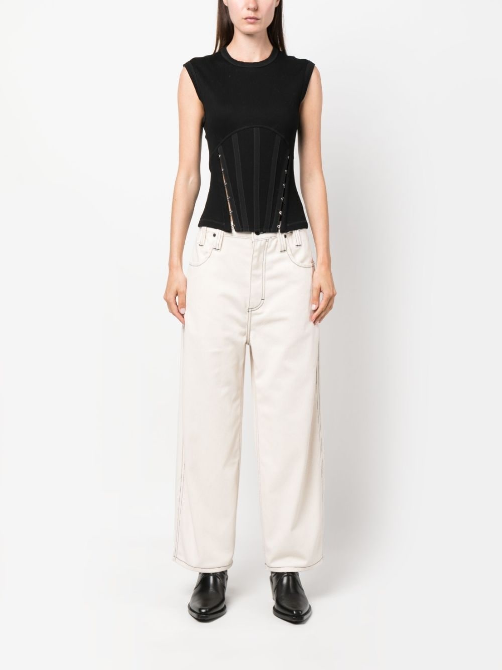 wide-leg cropped trousers - 3