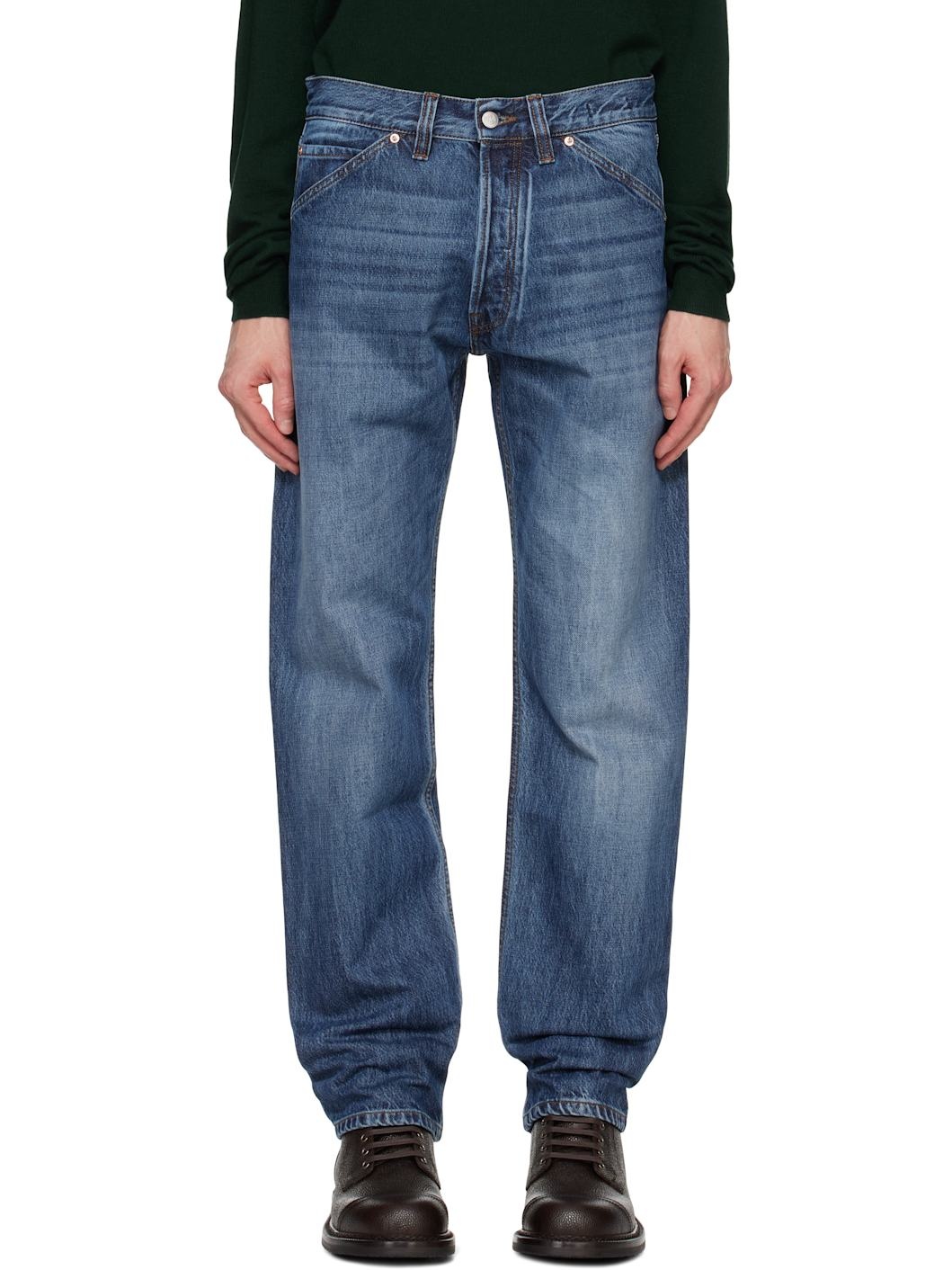 Blue Seamless Denim Five-Pocket Jeans - 1