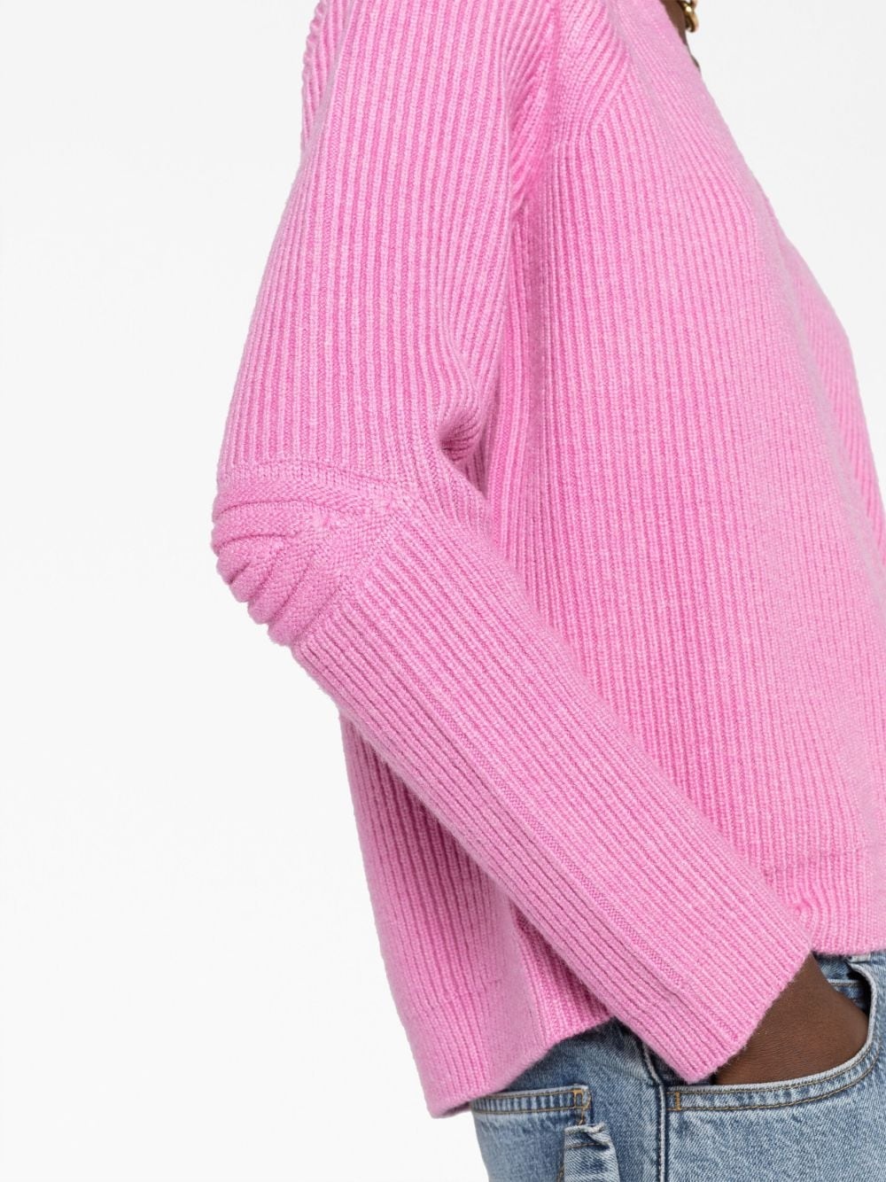 ribbed V-neck jumper - 3