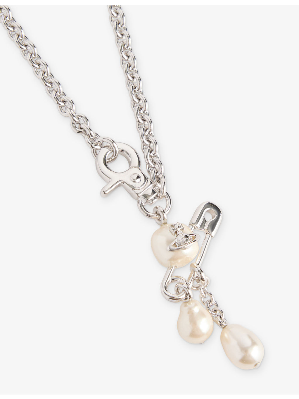 Man. Claude Small Platinum-Plated Brass and Faux-Pearls Pendant Necklace - 3