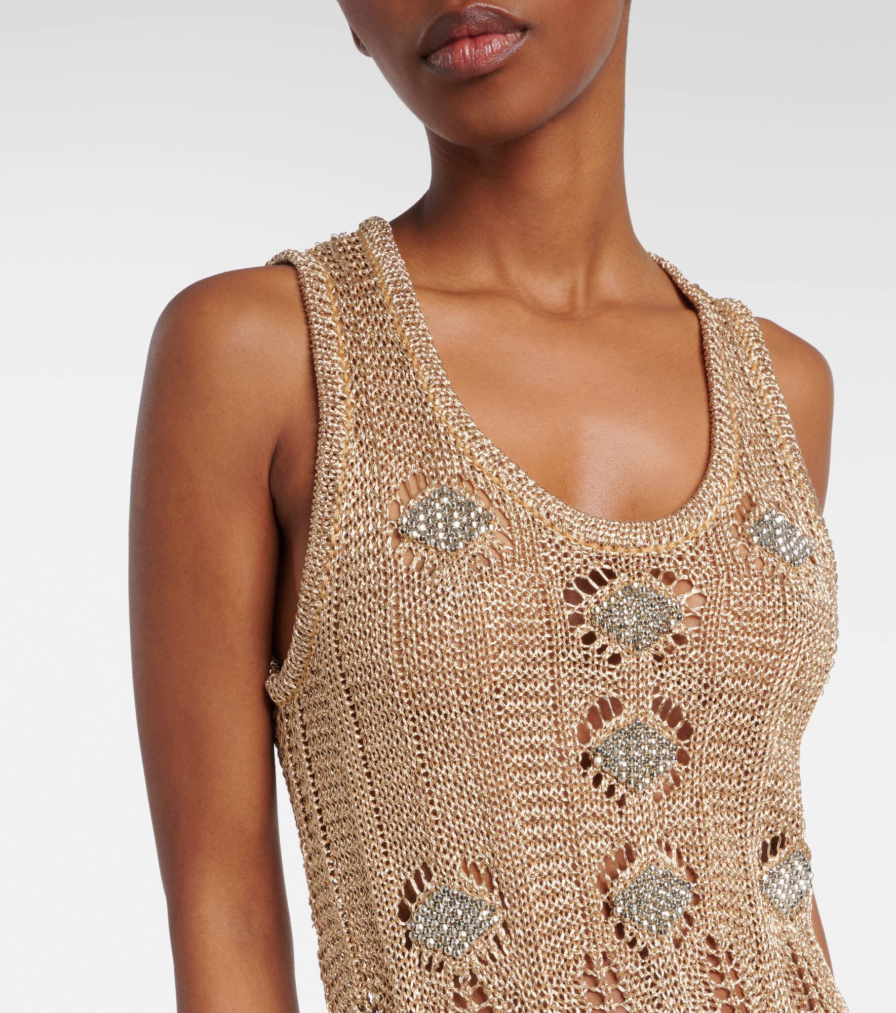 Crochet embellished midi dress - 4