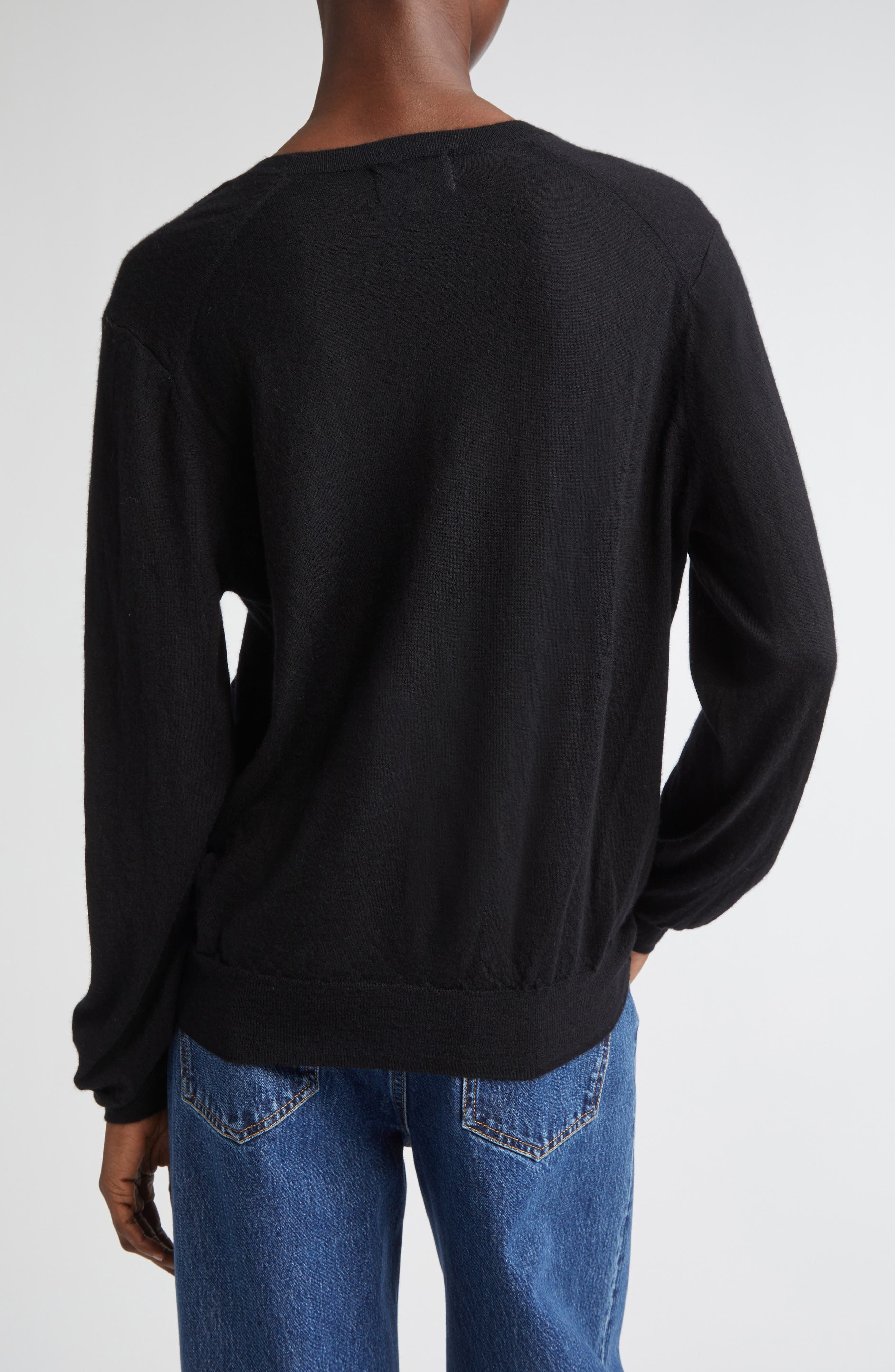 LOULOU DE SAISON Julio Thin Cashmere V-Neck Sweater in Black at Nordstrom - 2