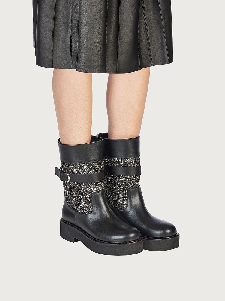 CRYSTAL EMBELLISHED BIKER BOOT - 4