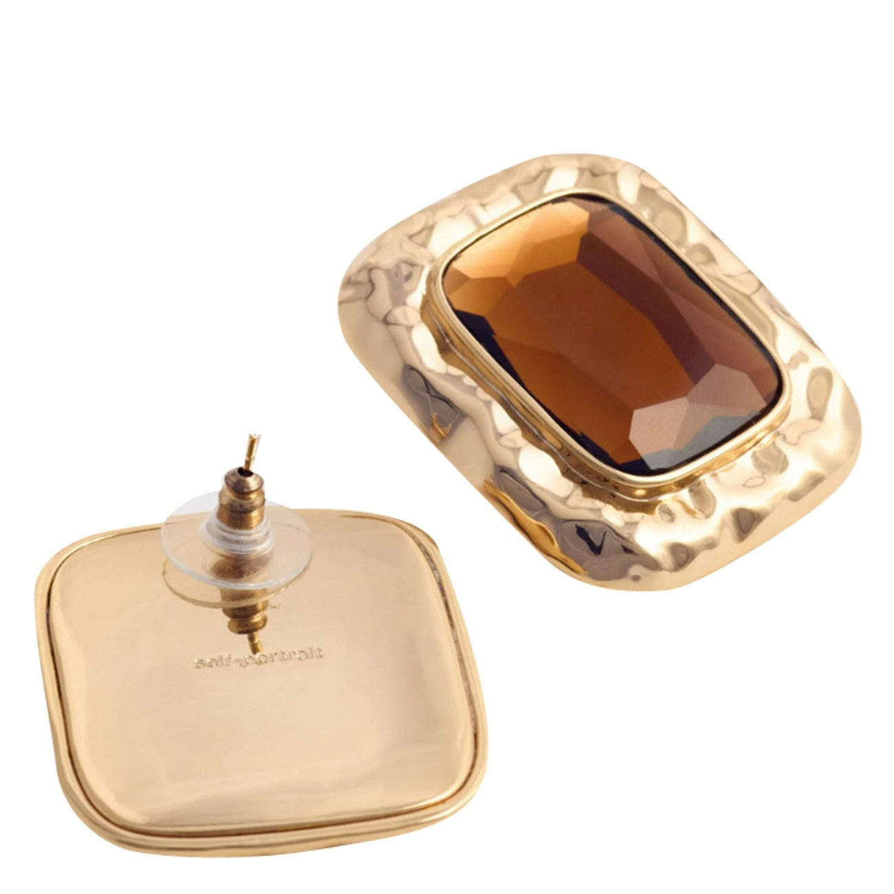 Self Portrait Women Mottled Gold Amber Earrings - 2