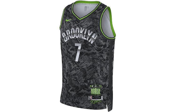 Nike NBA Kevin Durant Select Casual Sports Basketball Vest Brooklyn Nets 7 Black Gray Blackgray DA69 - 2
