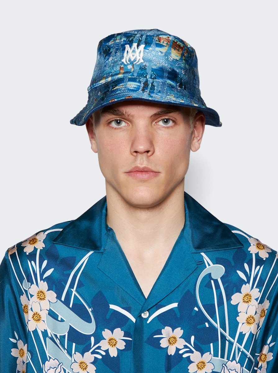 Bandana Aloha Silk Reversible Bucket Hat Teal - 2