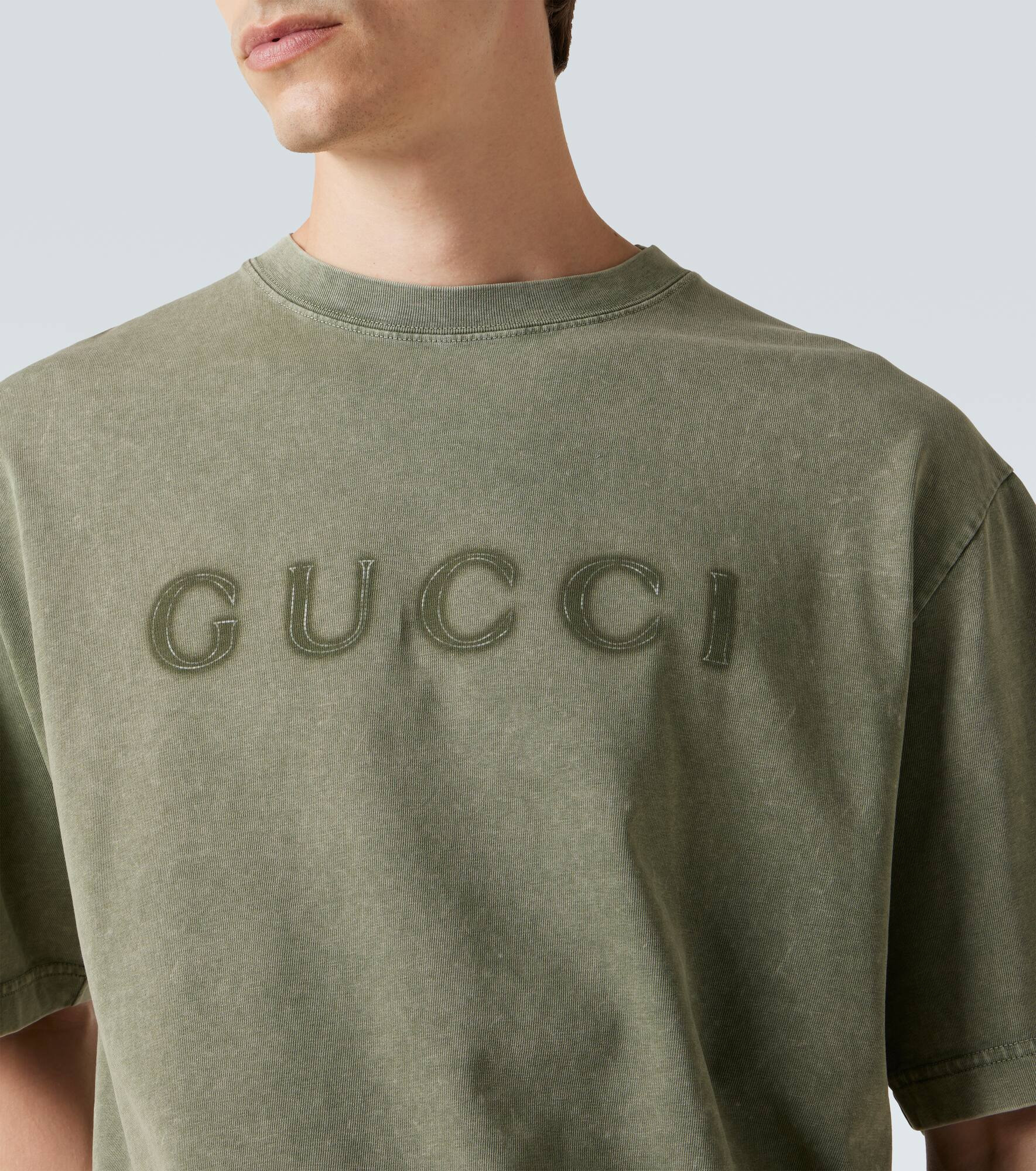 Distressed logo cotton T-shirt - 6