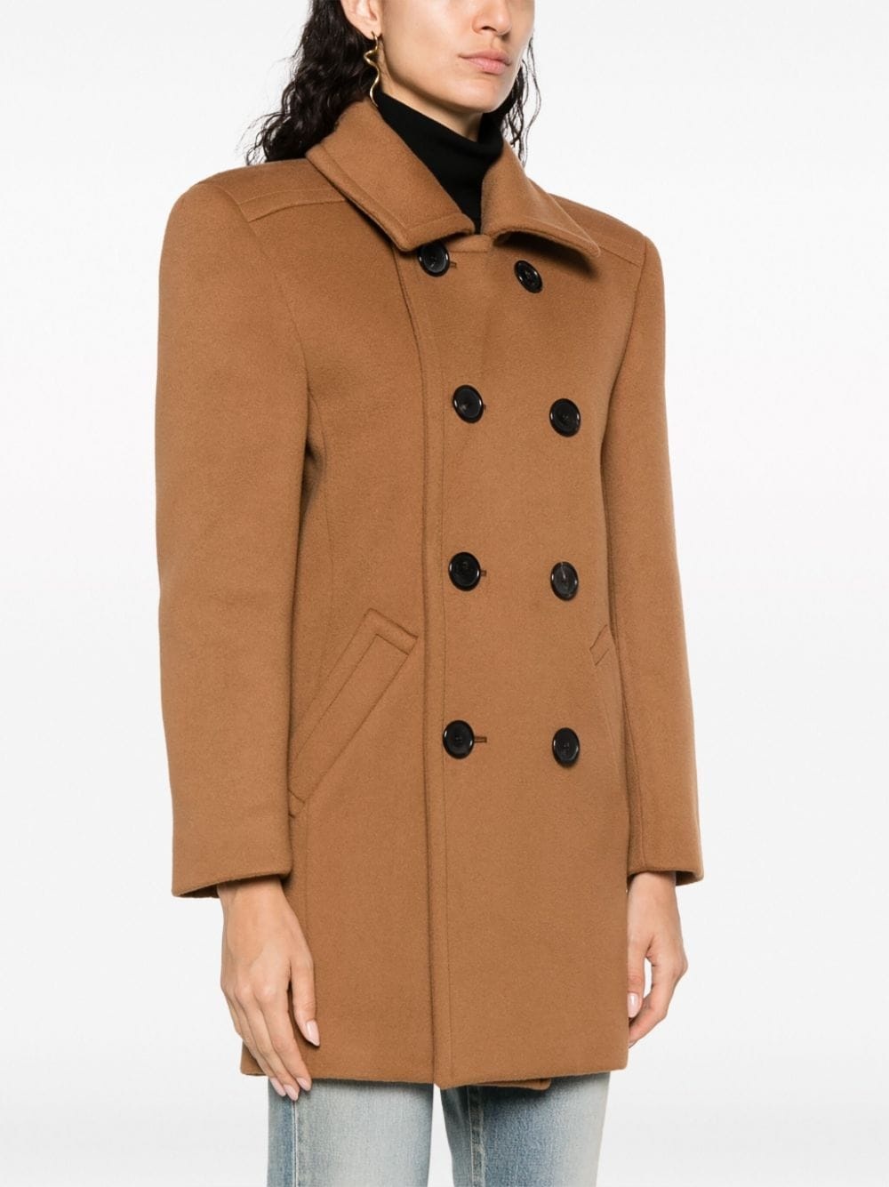 double-breasted wool coat - 3