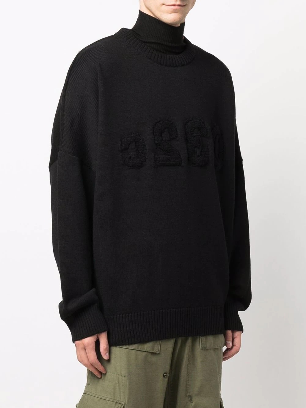 logo-print merino jumper - 3