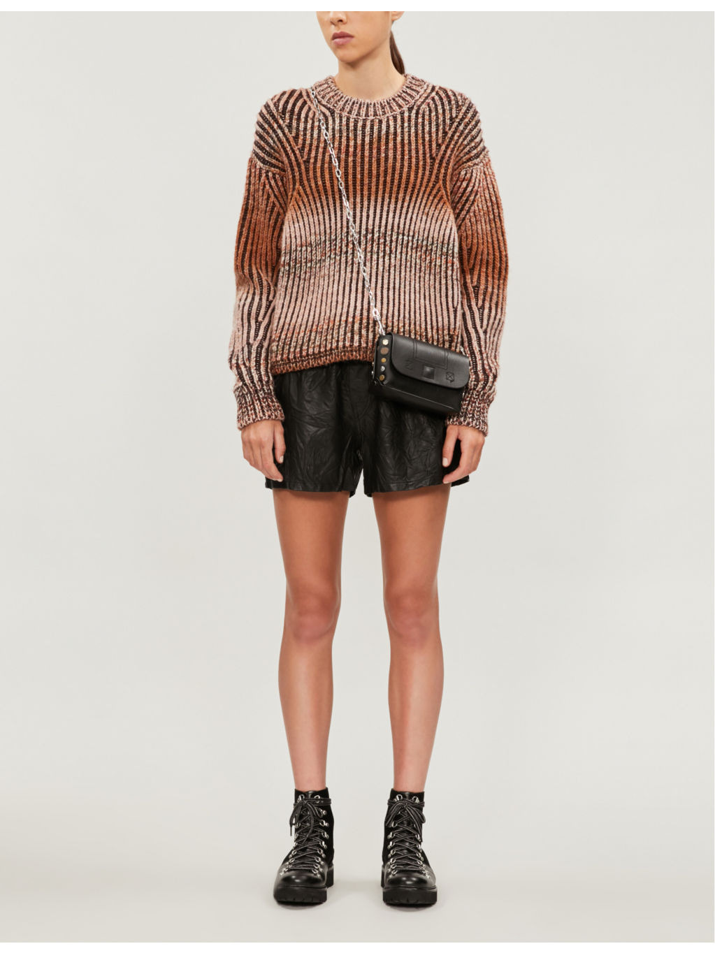 Textured leather shorts - 3