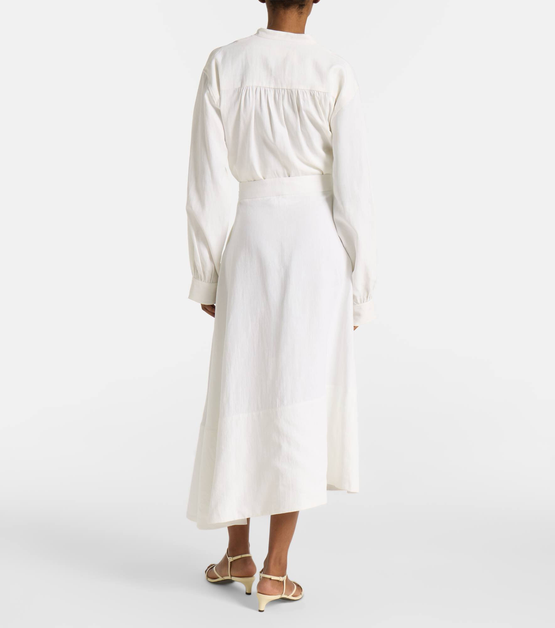 Asymmetric linen midi skirt - 3