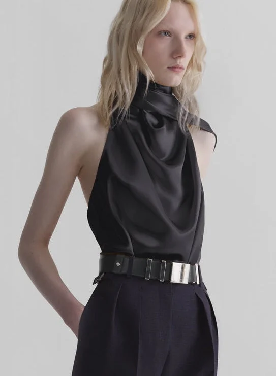 black backless scarf top - 1