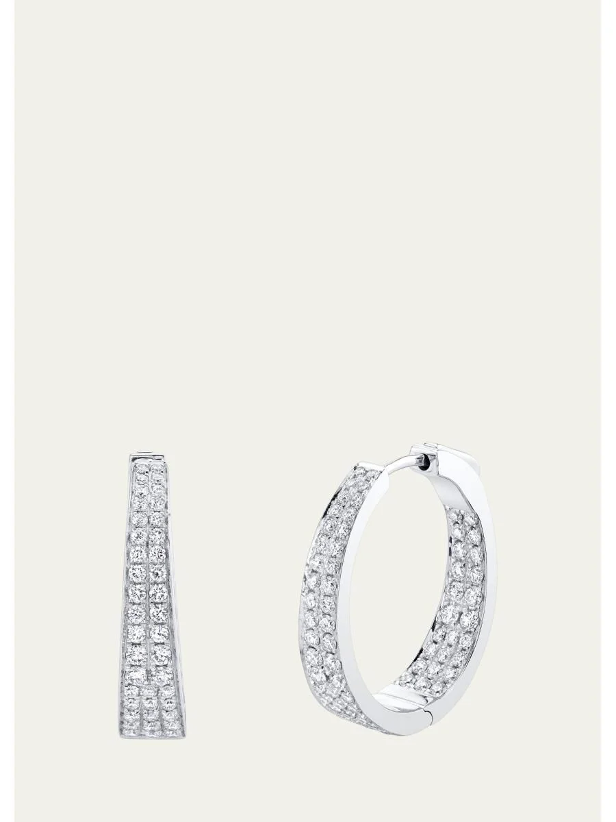 18K White Gold Diamond Meryl Hoop Earrings - 1