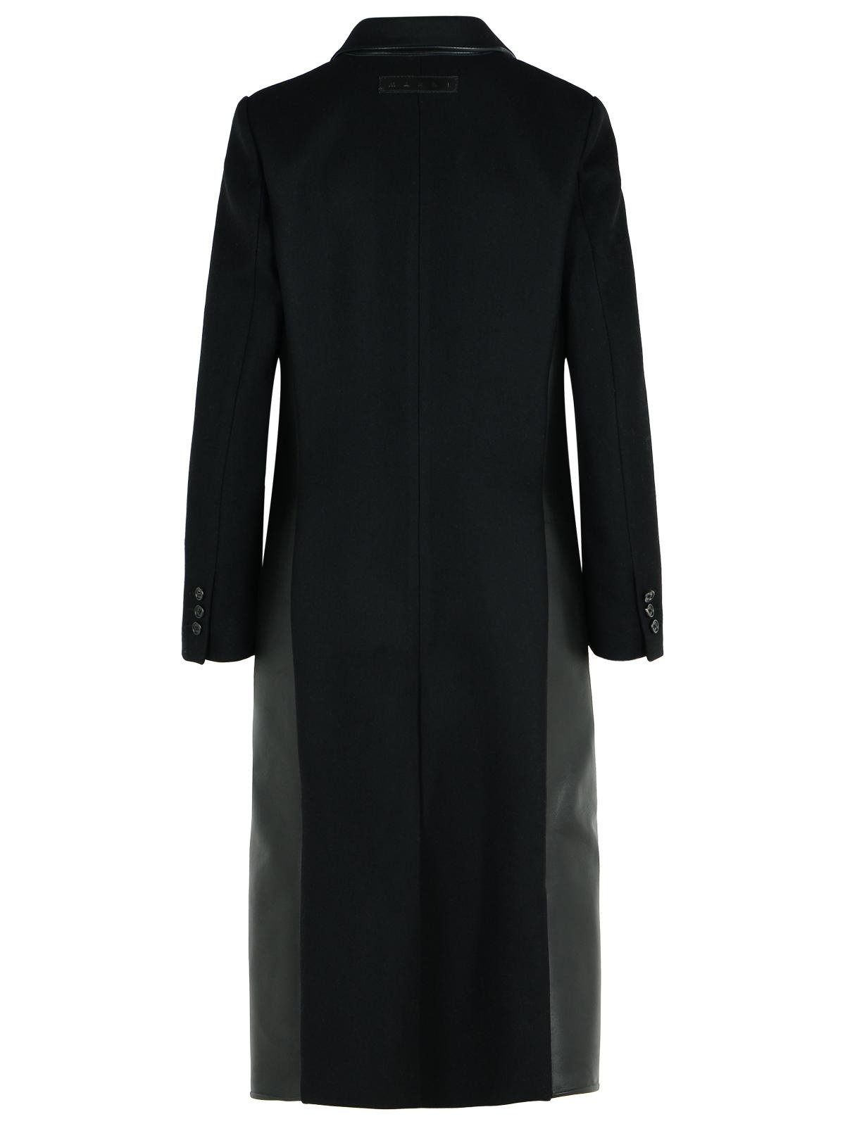 Marni Black Leather And Virgin Wool Coat Women - 3