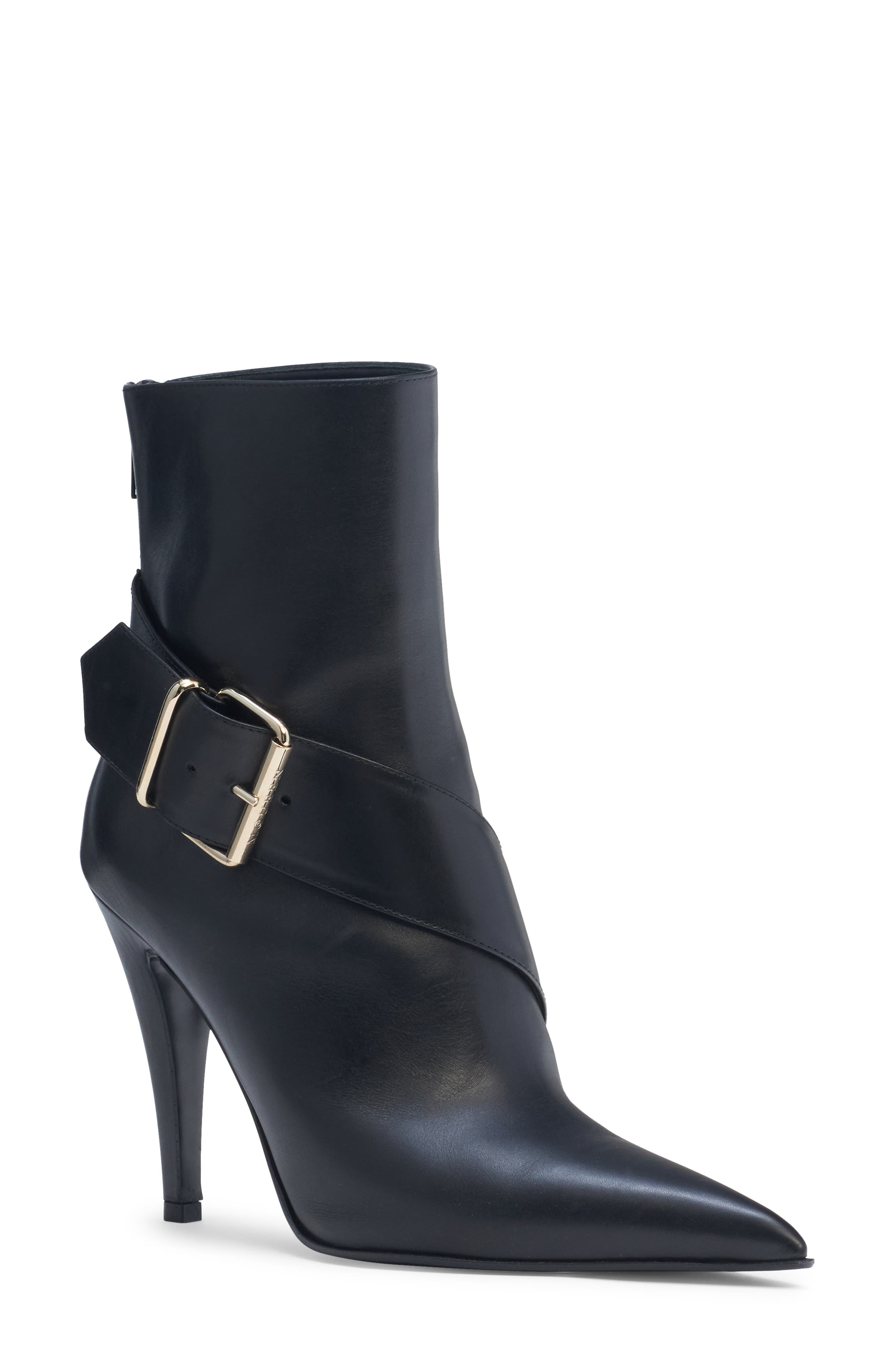 McQueen Heron Pointed Toe Bootie in Black/Silver at Nordstrom - 1