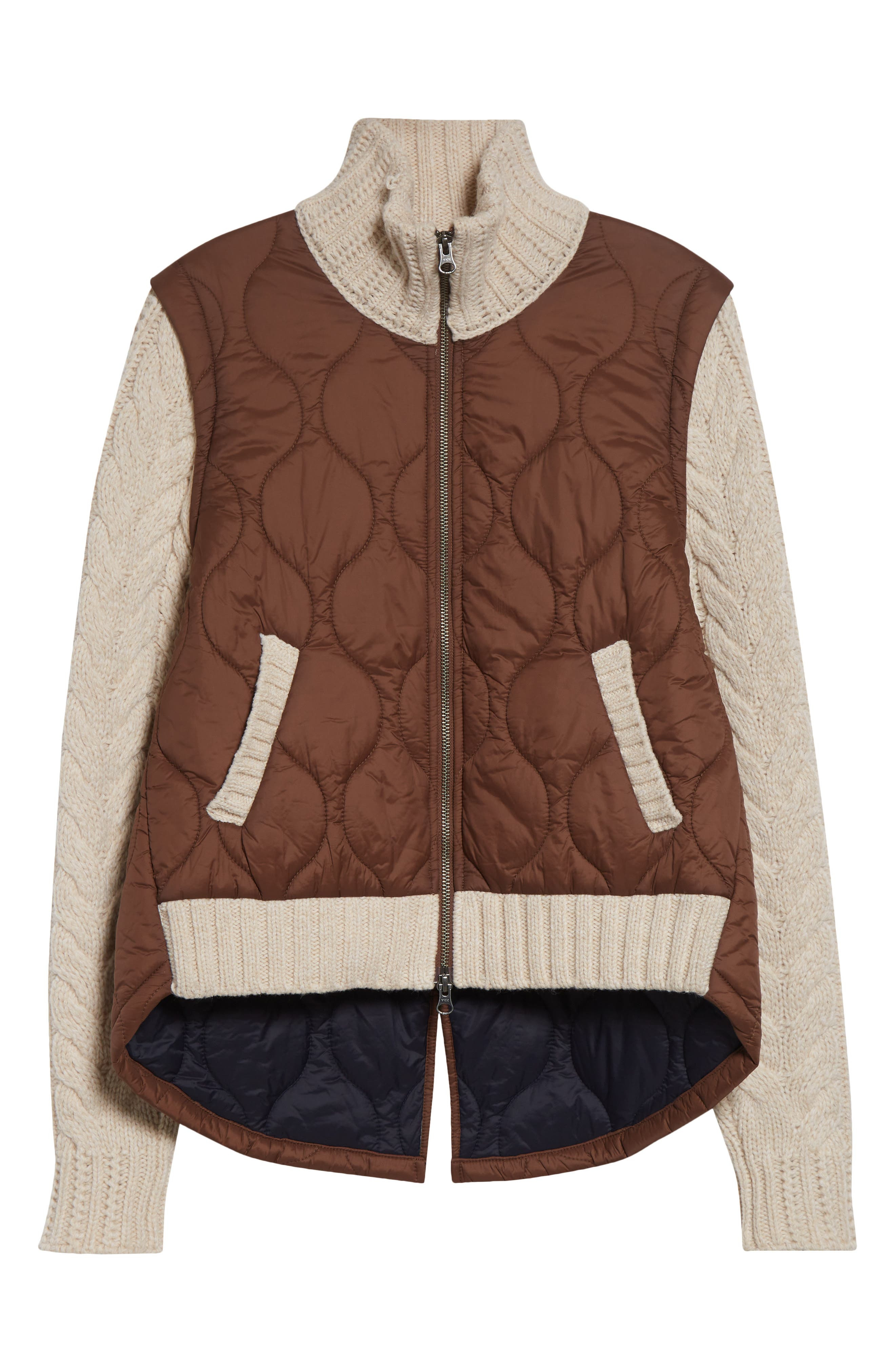 Veronica Beard Patra Quilted Mixed Media Wool Blend Jacket in Mocha Heathered Sand at Nordstrom - 6