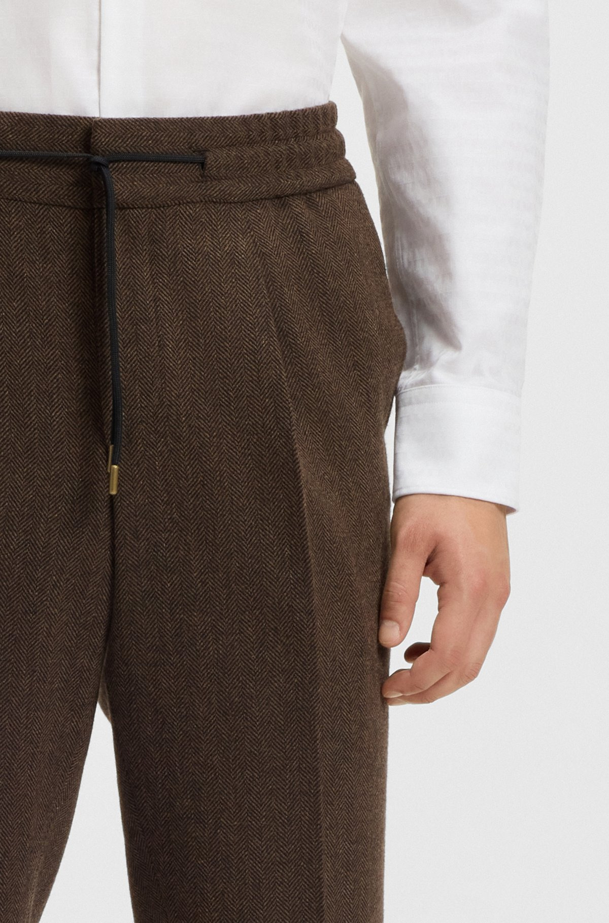 SLIM-FIT TROUSERS IN HERRINGBONE CLOTH - 5