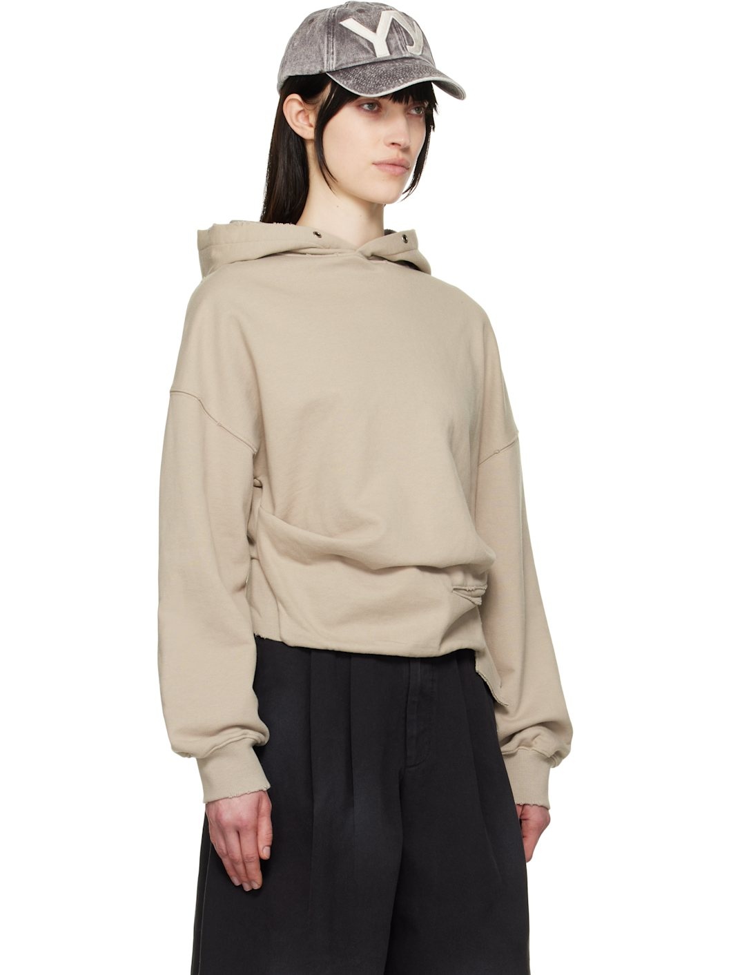 Beige Deconstructed Hoodie - 2