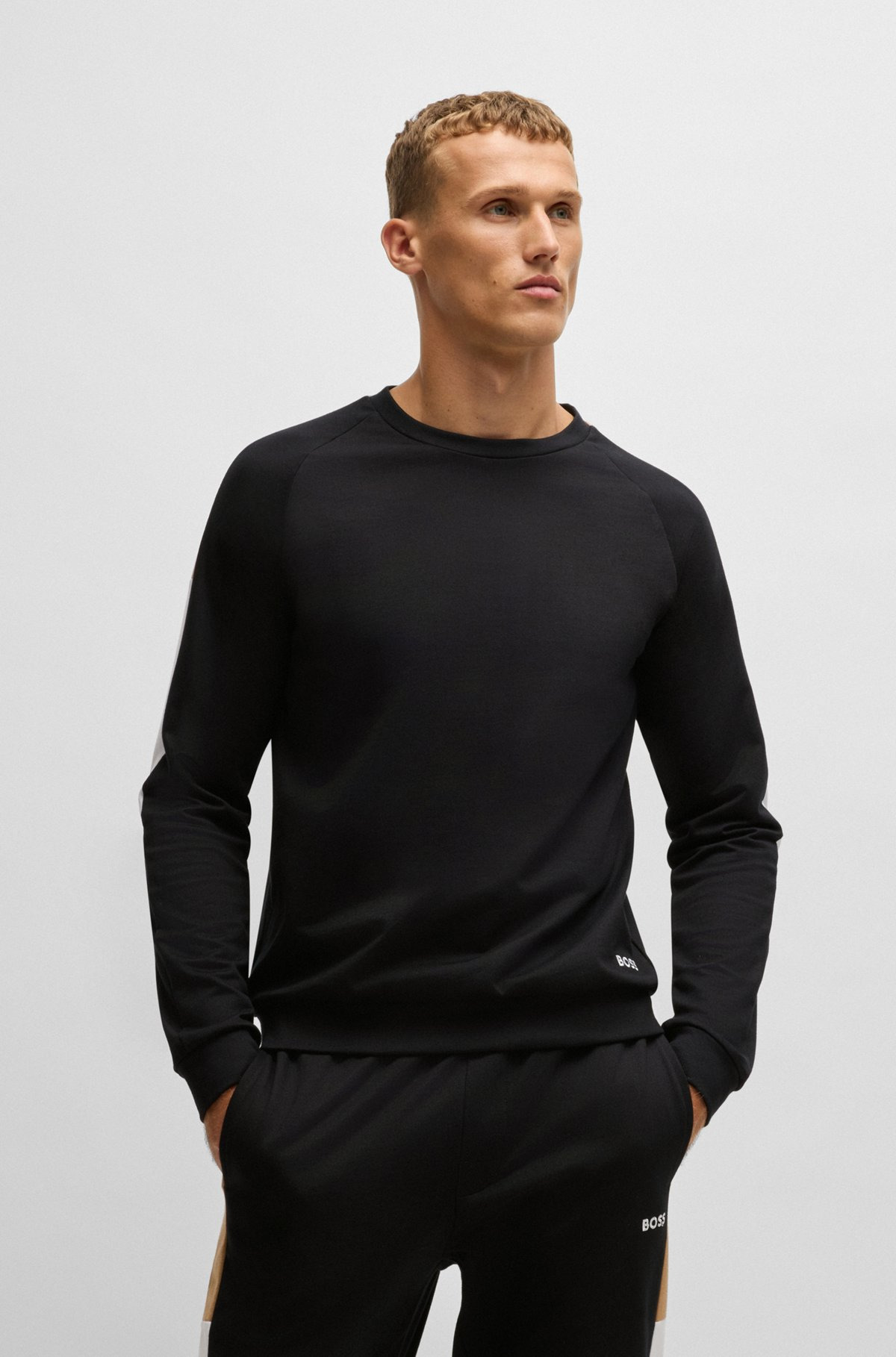 REGULAR-FIT SWEATSHIRT IN COTTON TERRY WITH CONTRAST PANELS - 2