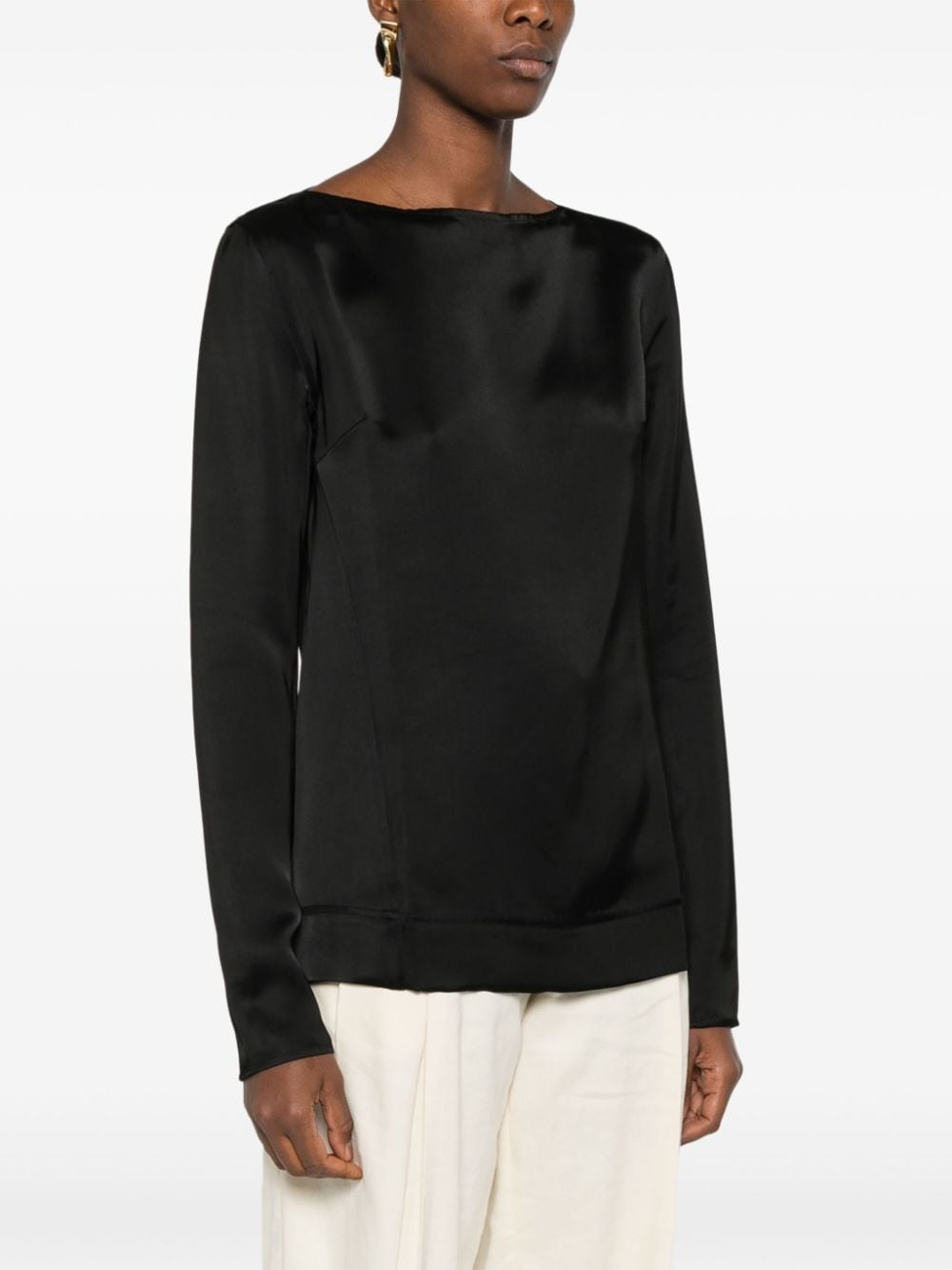 long-sleeve satin top - 3