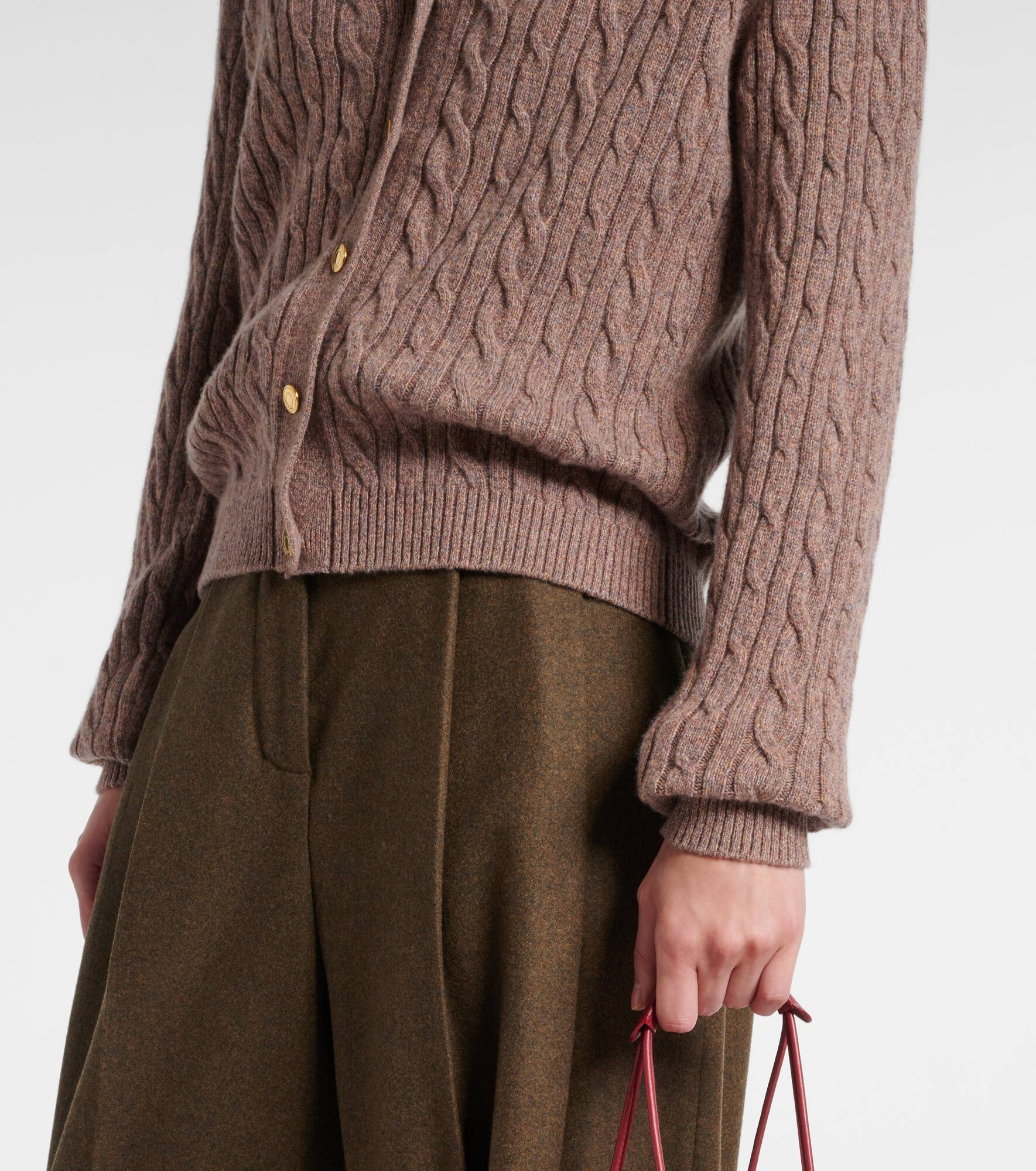 Treccia cable-knit cashmere cardigan - 4