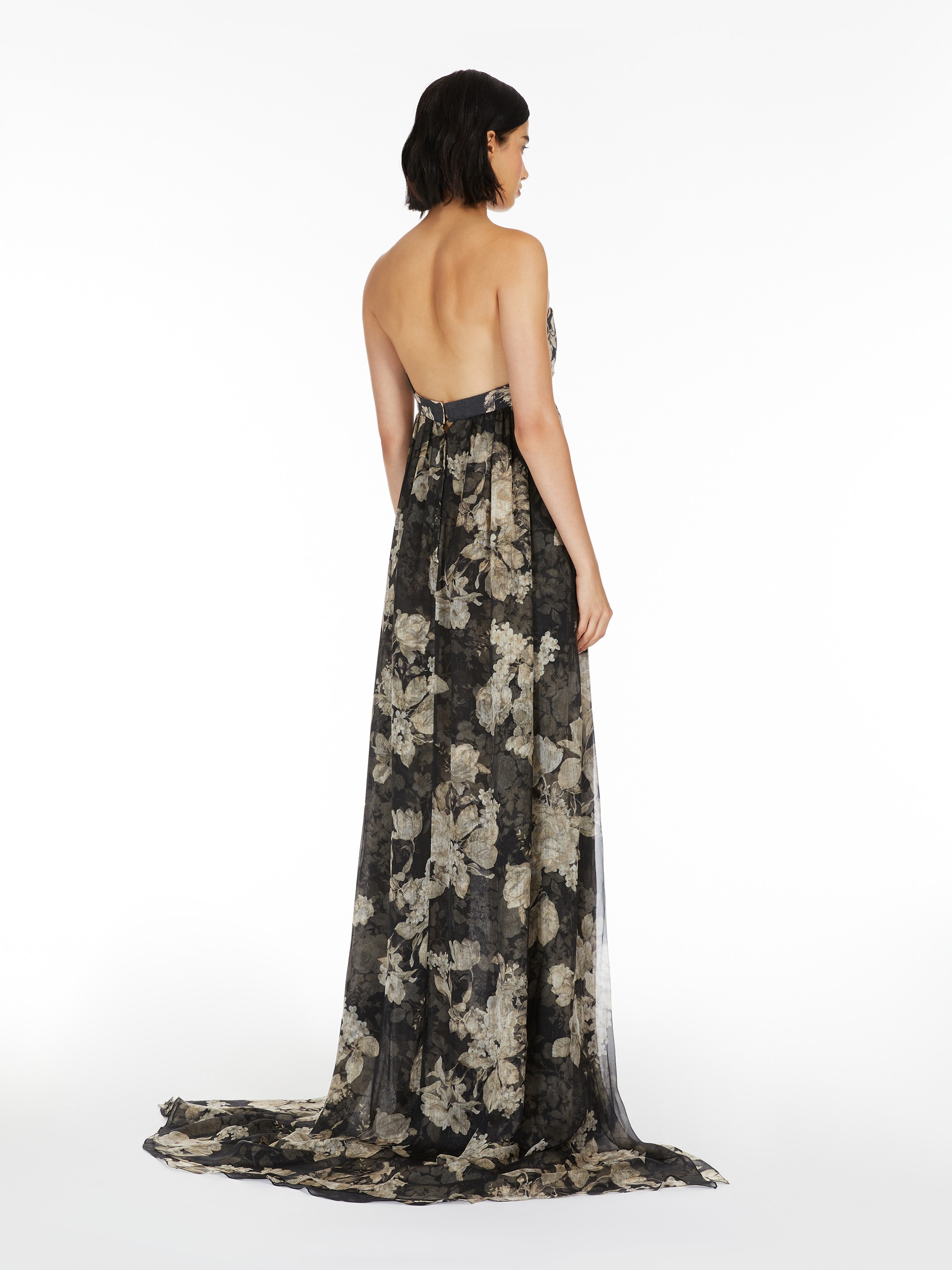 ACERBO1234 Printed chiffon bustier dress - 4