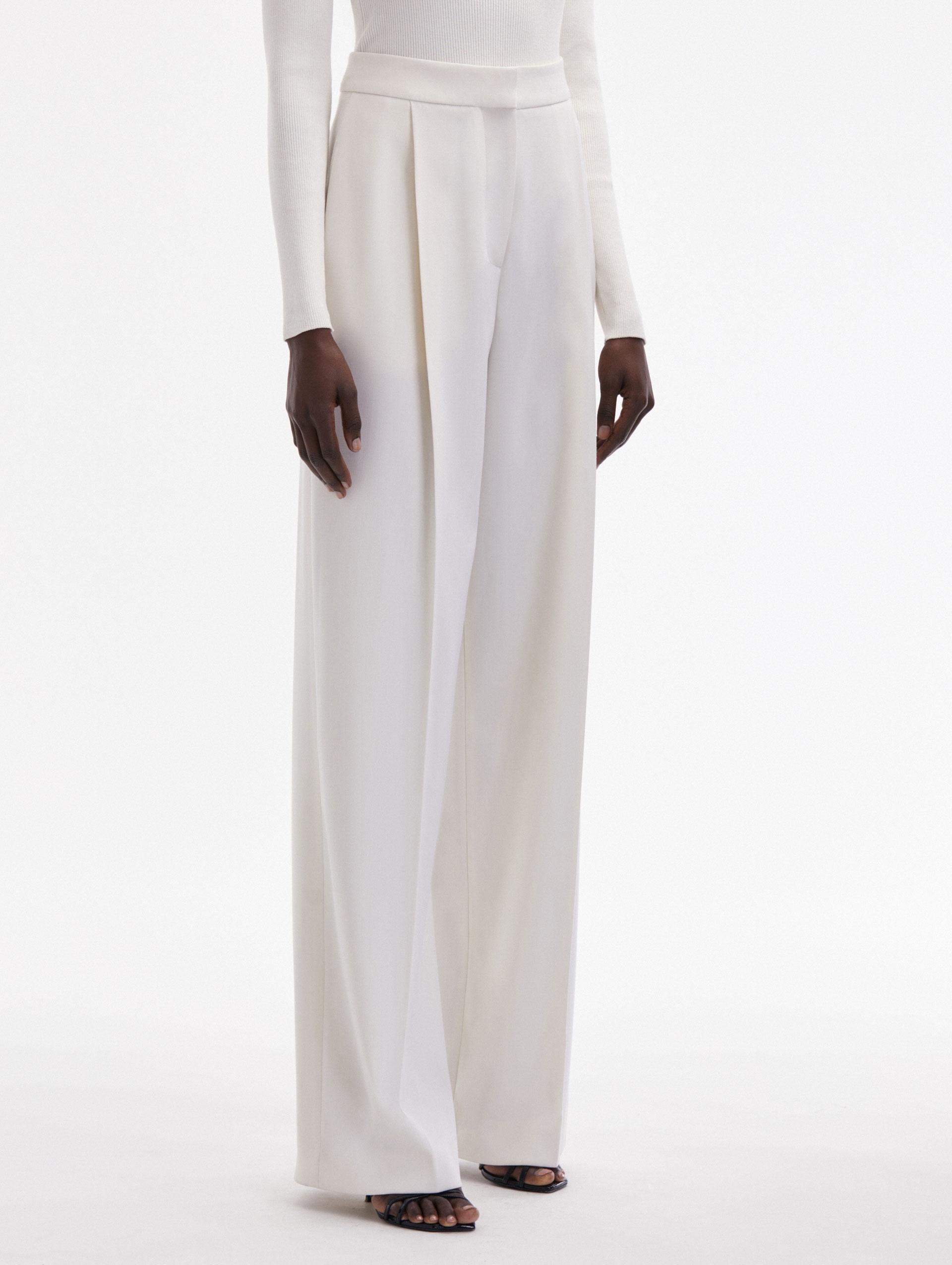 WIDE LEG WOOL GABARDINE PANT - 4