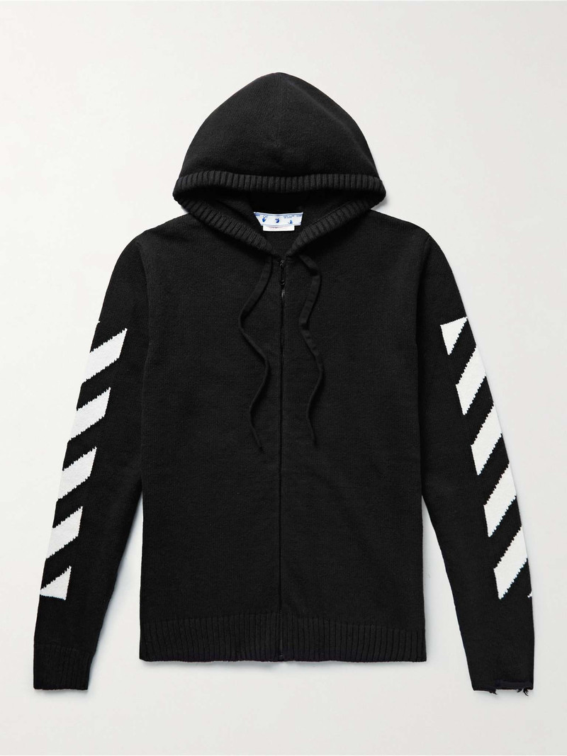 Logo-Detailed Jacquard-Knit Cotton-Blend Zip-Up Hoodie - 1