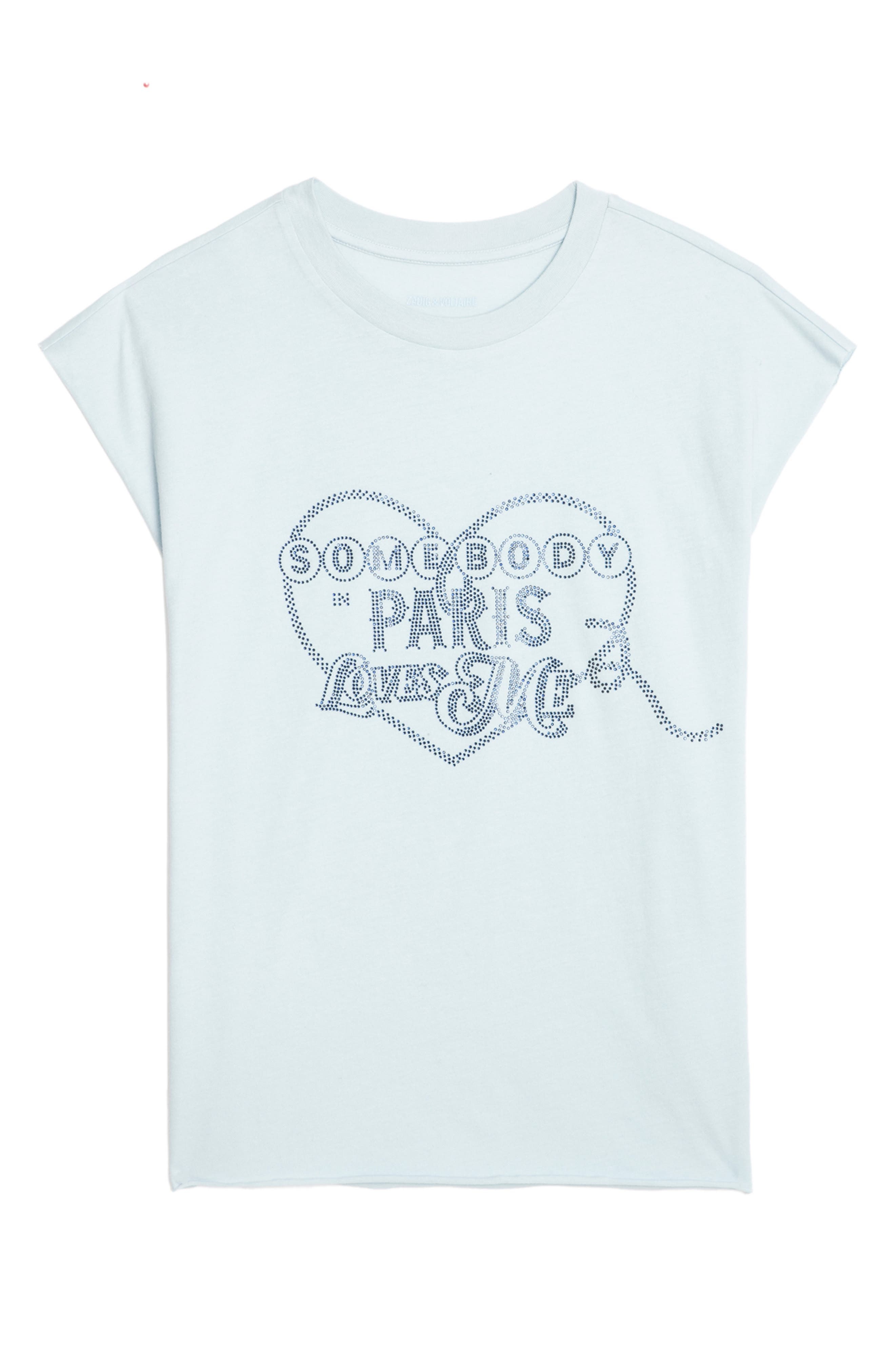 Zadig & Voltaire Somebody Loves Me Rhinestone Cotton Graphic T-Shirt in Cloud at Nordstrom - 5