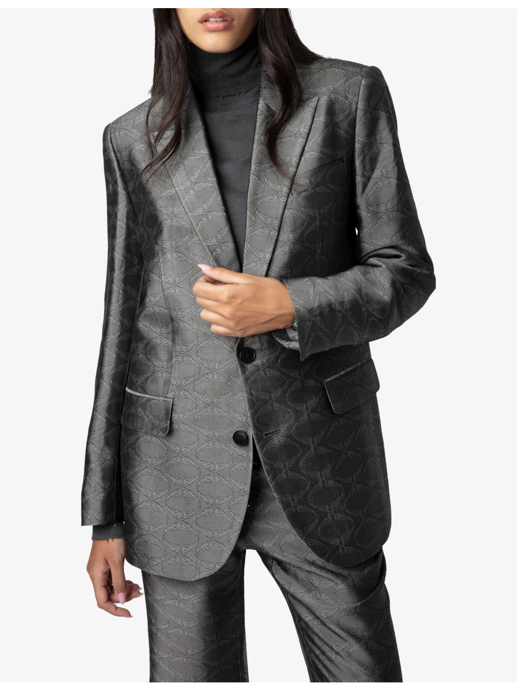 Vegy monogram-jacquard single-breasted woven blazer - 5