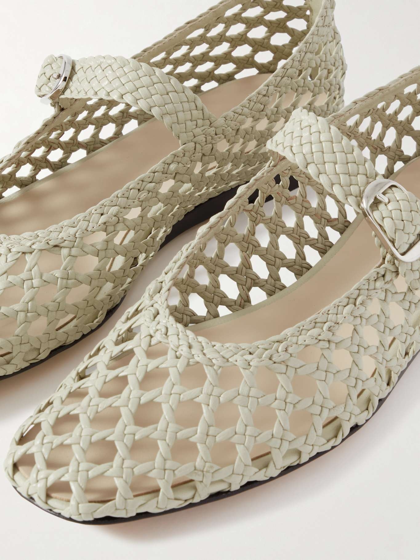 Woven leather Mary Jane ballet flats - 4