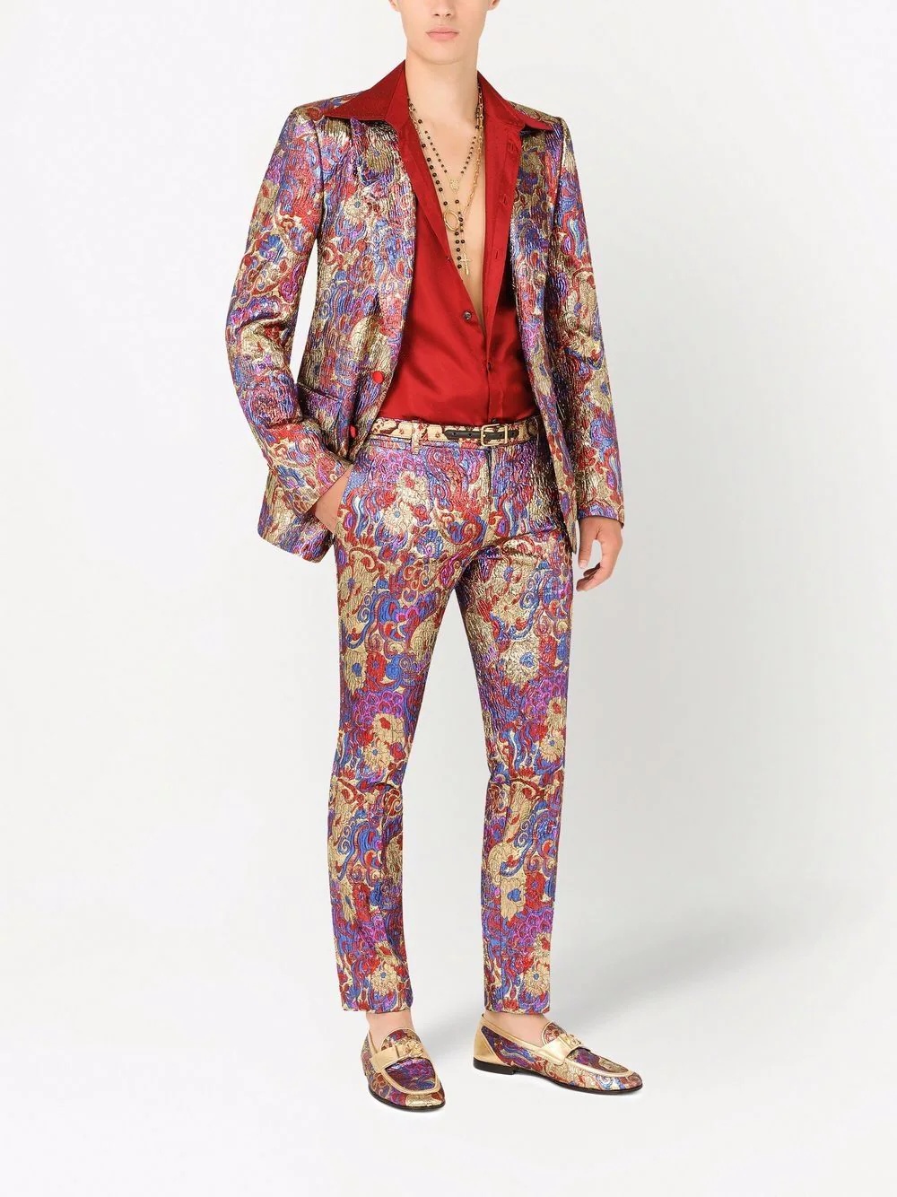 patterned jacquard single-breasted blazer - 2