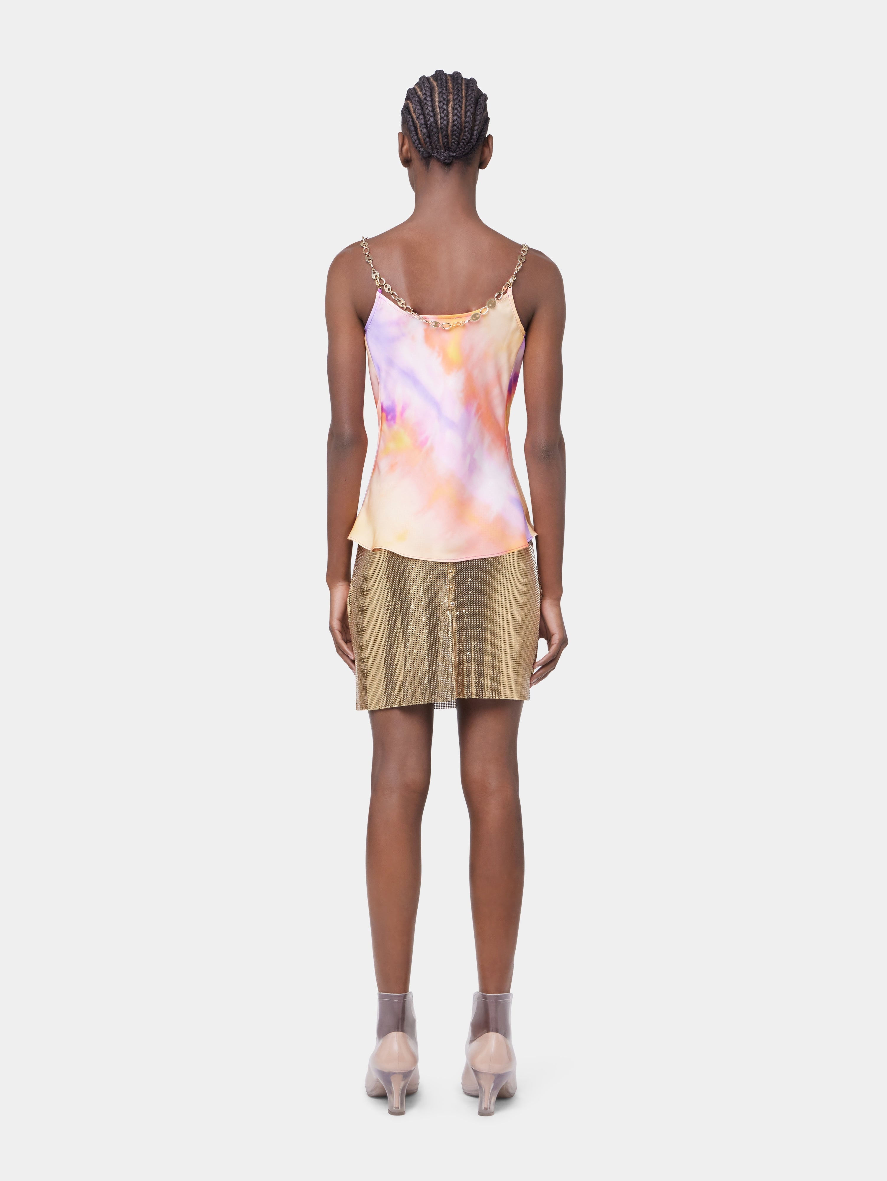 GOLD MINI SKIRT IN MESH - 5