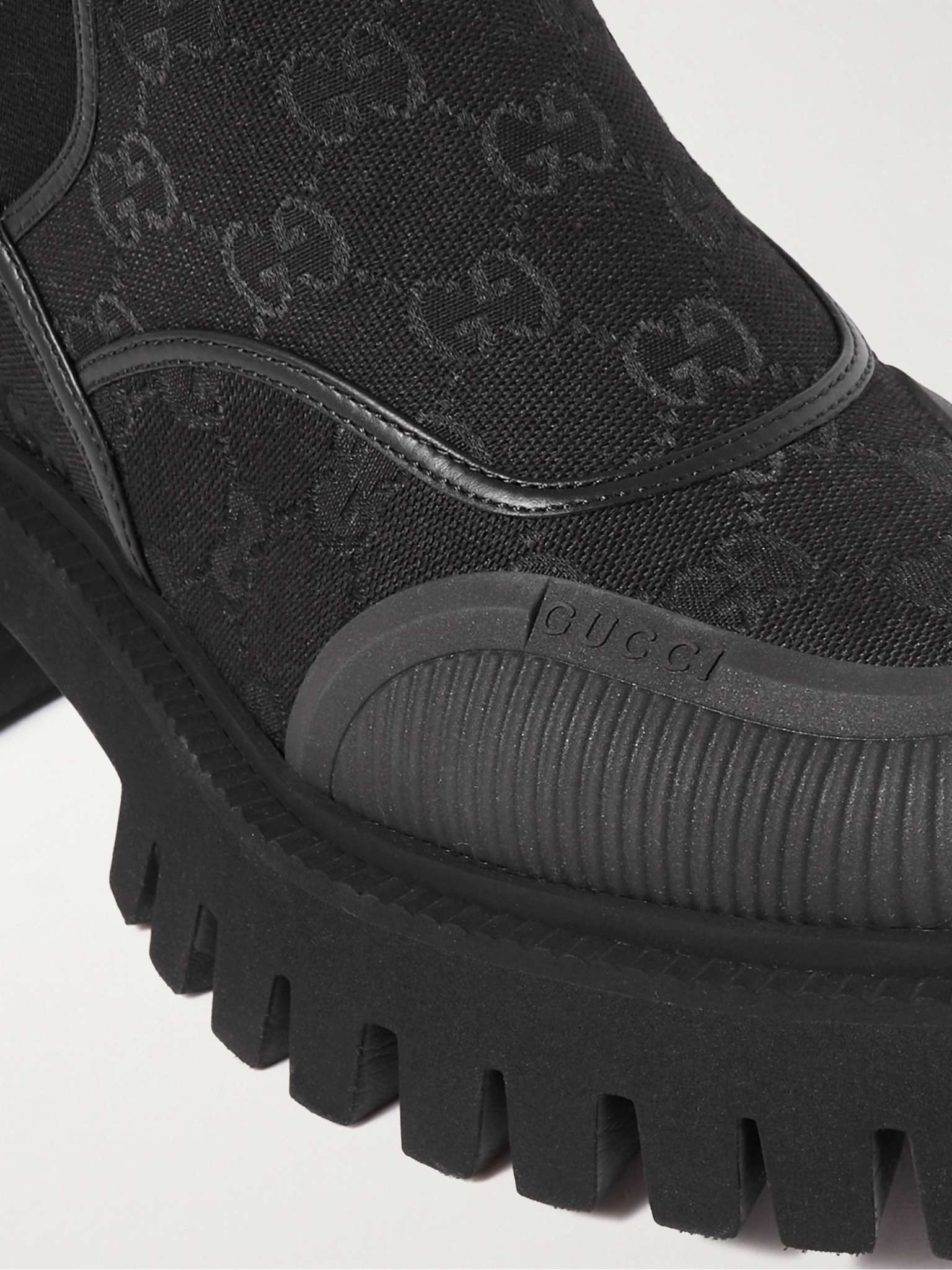 GUCCI Novo Leather-Trimmed Logo-Jacquard Canvas Chelsea Boots 