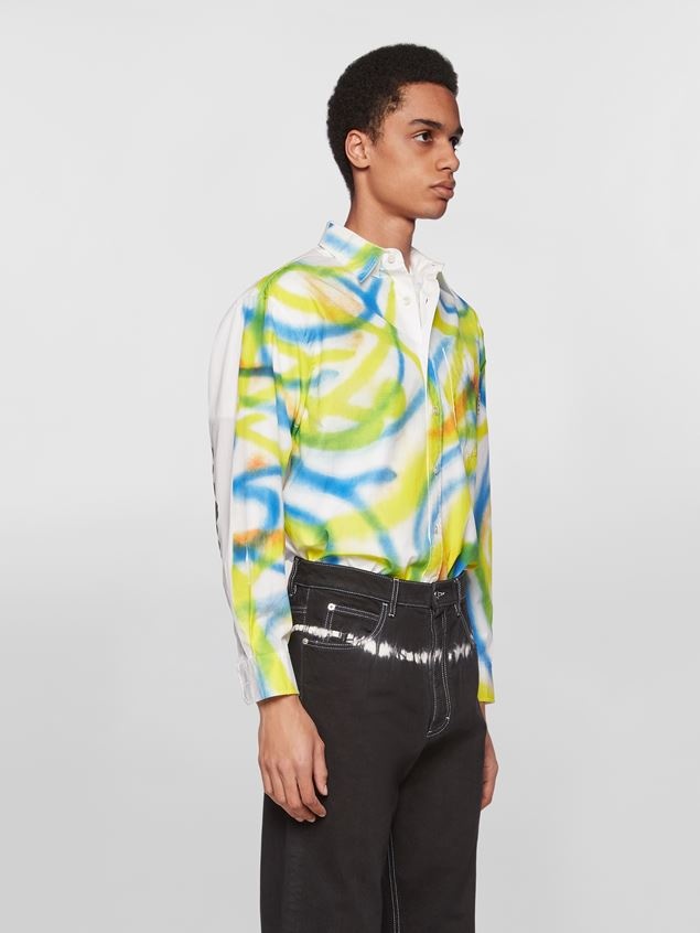 SCRIBBLE SPRAY PRINT COTTON POPLIN SHIRT - 2