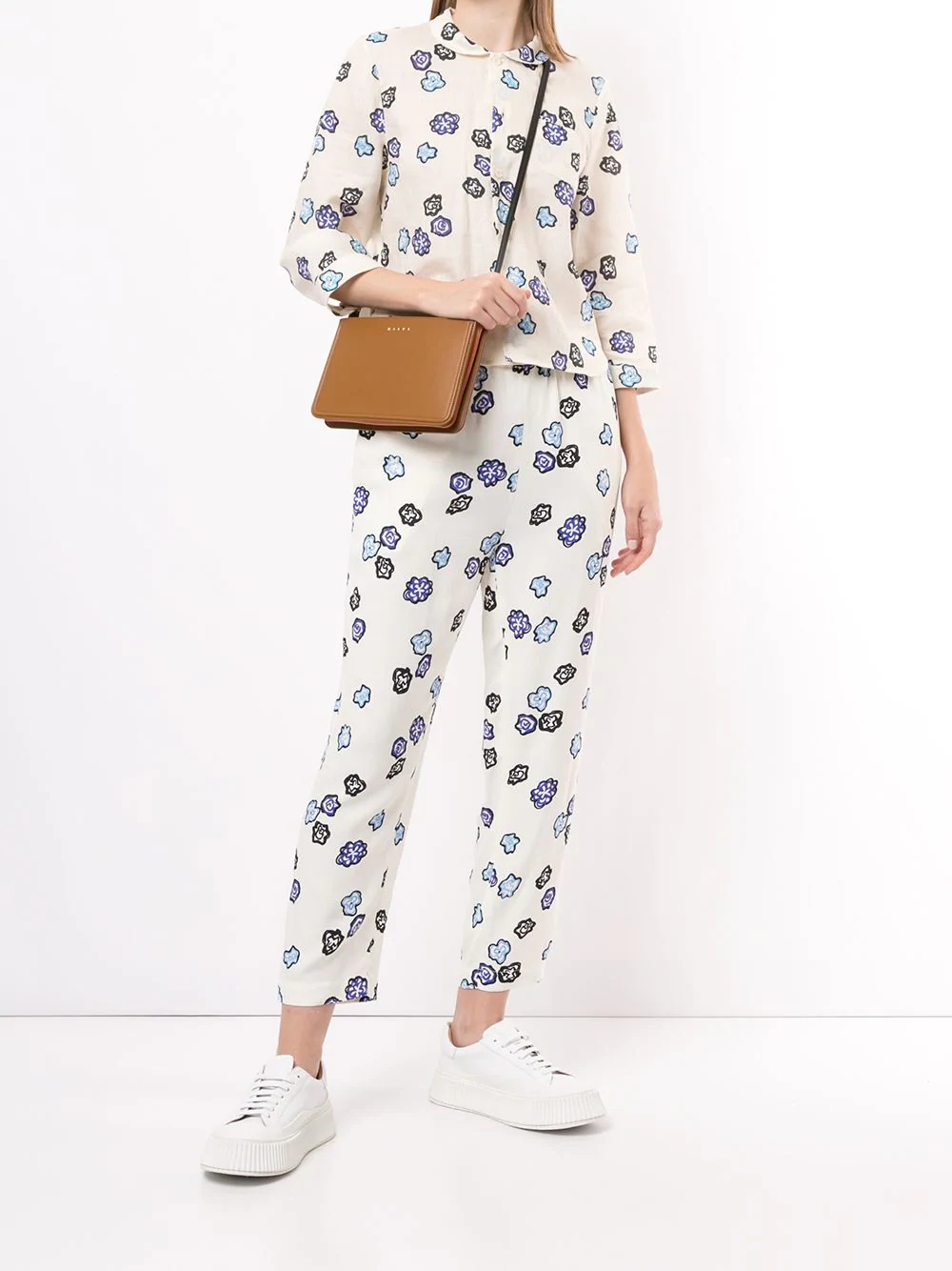 floral print high waisted trousers - 2