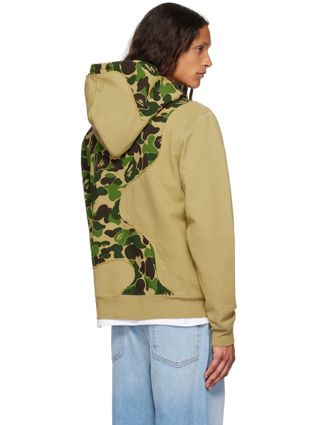 A BATHING APE® Khaki ABC Camo Patchwork Full Zip Hoodie | REVERSIBLE