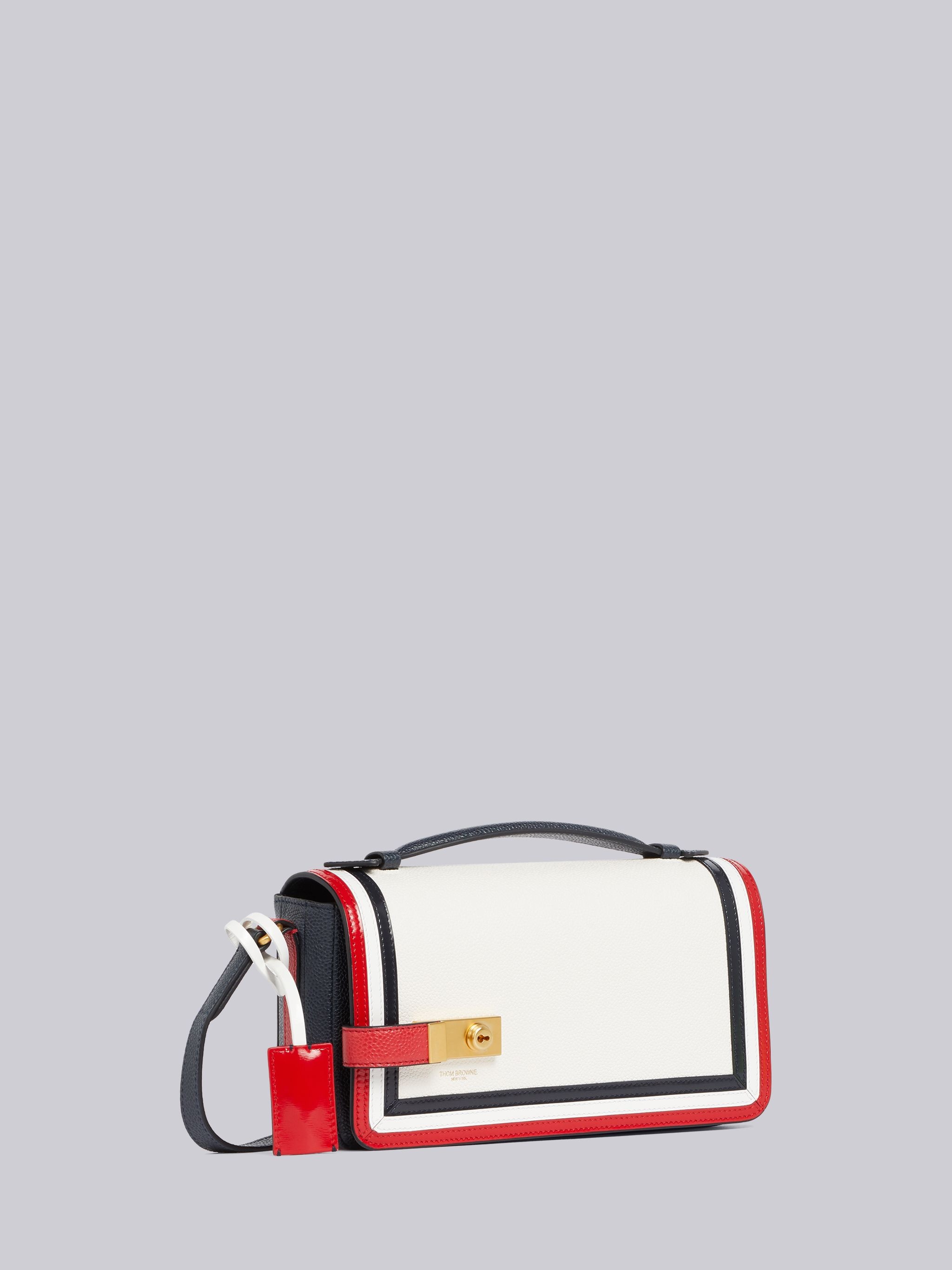 White Pebbled Flap Bag - 3