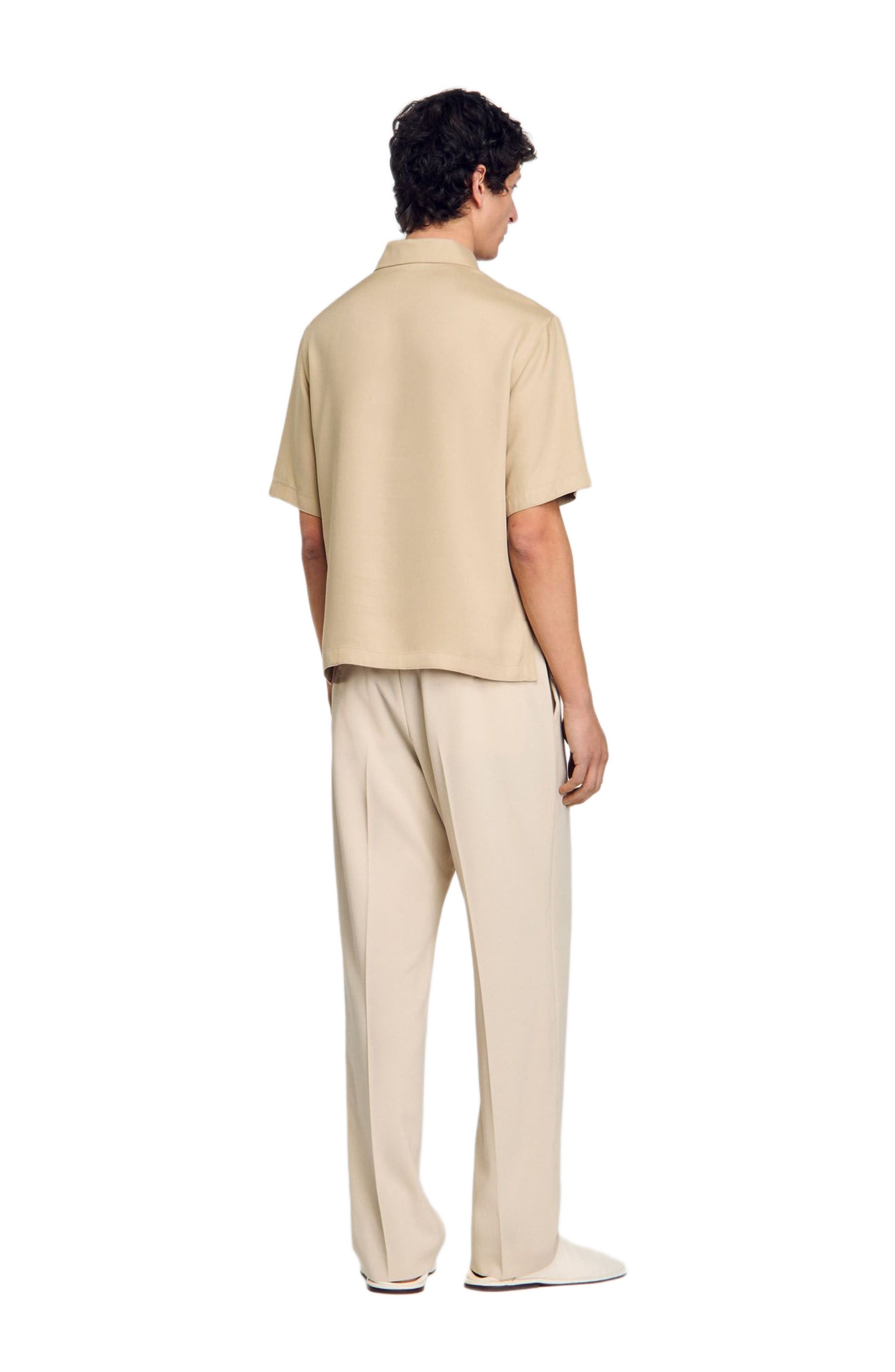 SANDRO Zip-neck polo shirt in Sand. at Nordstrom - 2
