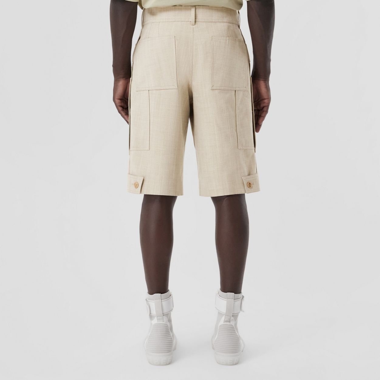 Cuff Detail Wool Cargo Shorts - 4