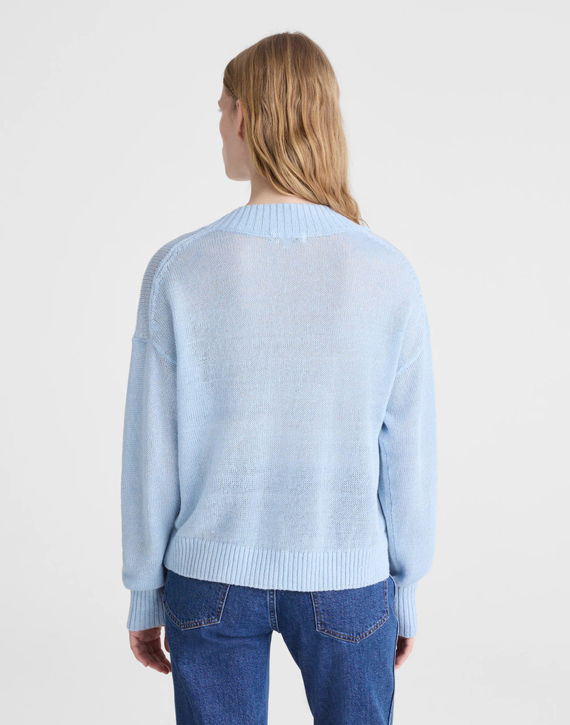 Madewell Deep V-Neck Sweater in 100% Linen outlook