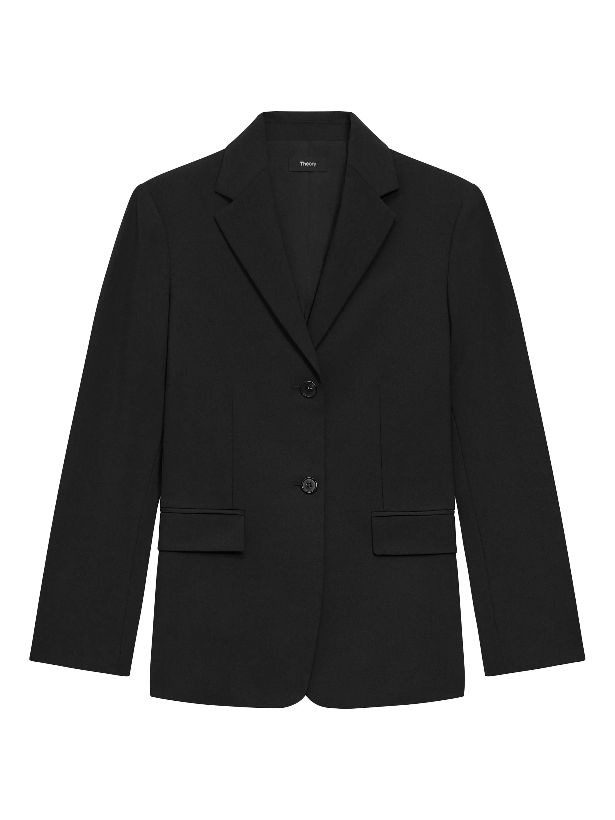 Women's Slim-Fit Wool Blazer - Black - 1