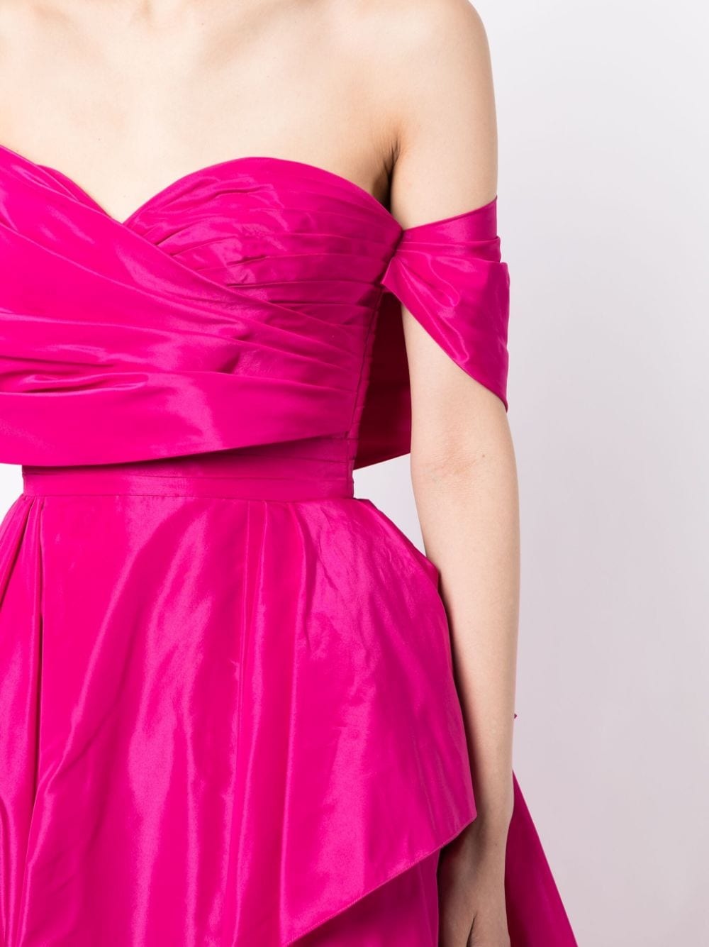 asymmetric off-shoulder silk gown - 5