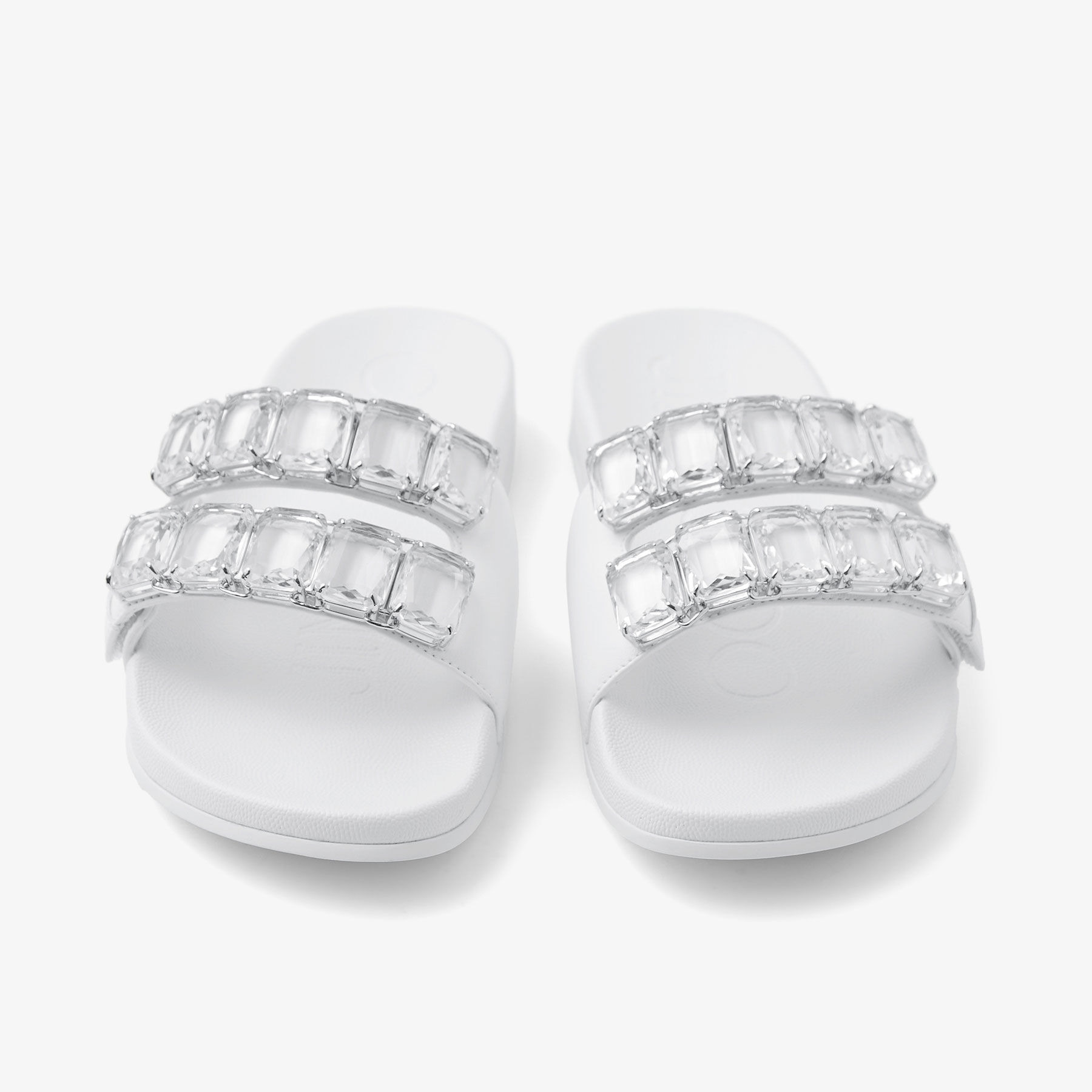 Fitz/Crystal
White Nappa Leather Crystal Slides - 5