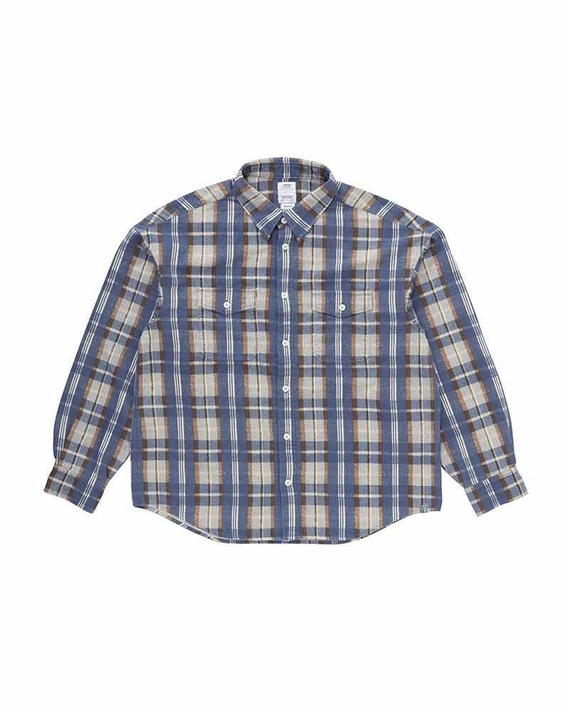 PIONEER KHADI CHECK SHIRT L/S BLUE 1