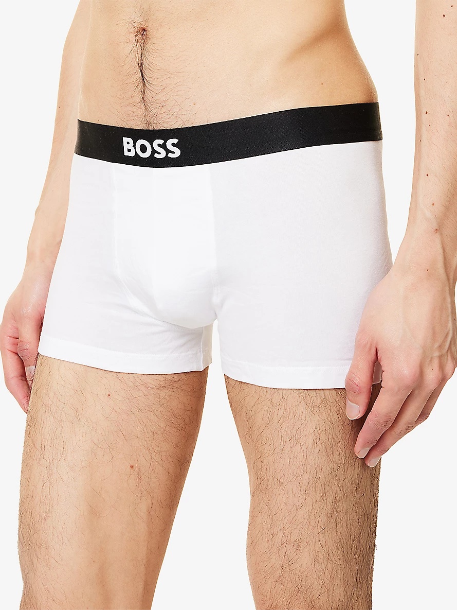 BOSS ONE x David Beckham Logo-Waistband Pack of Three Stretch-Cotton Trunks - 4