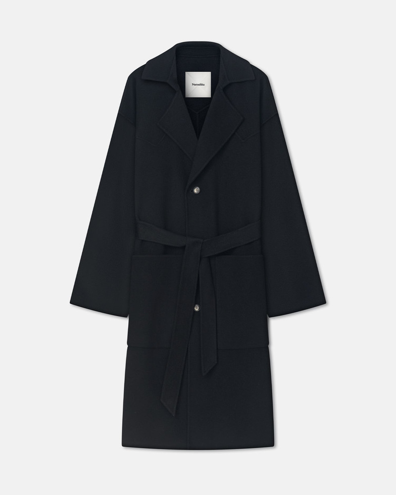 Double Wool And Silk Robe Coat - 1
