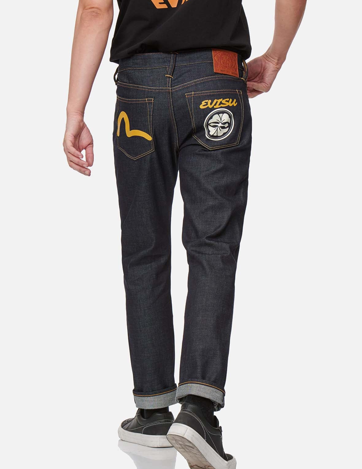 Kamon Print Carrot Fit Raw Denim Jeans #2017 - 7