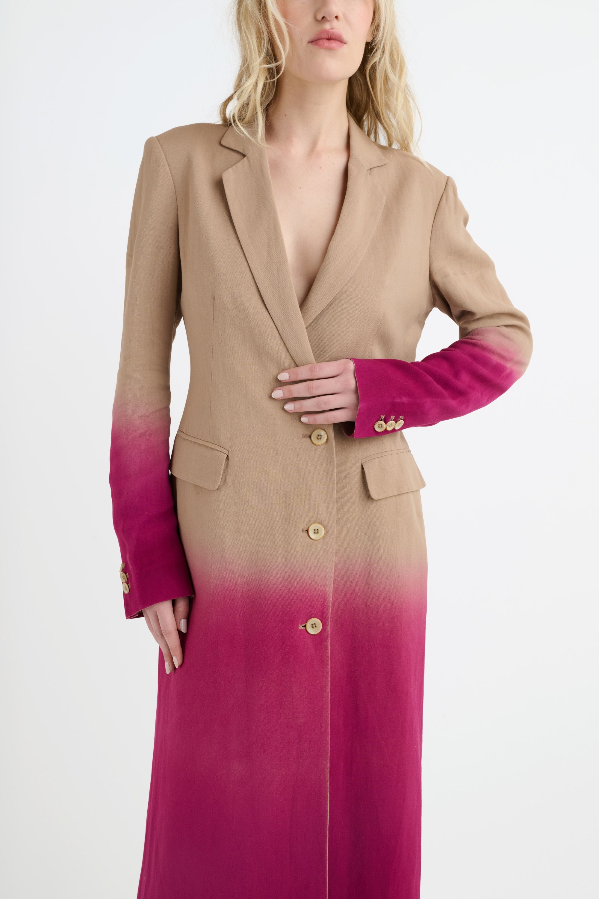 DOUBLE BREASTED LONG BLAZER - 3